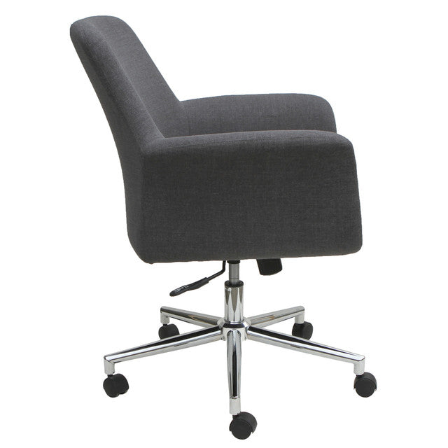 OfficeSource Bolster Mid Back Swivel Chair with 5 Star Chrome Base - Gray Linen
