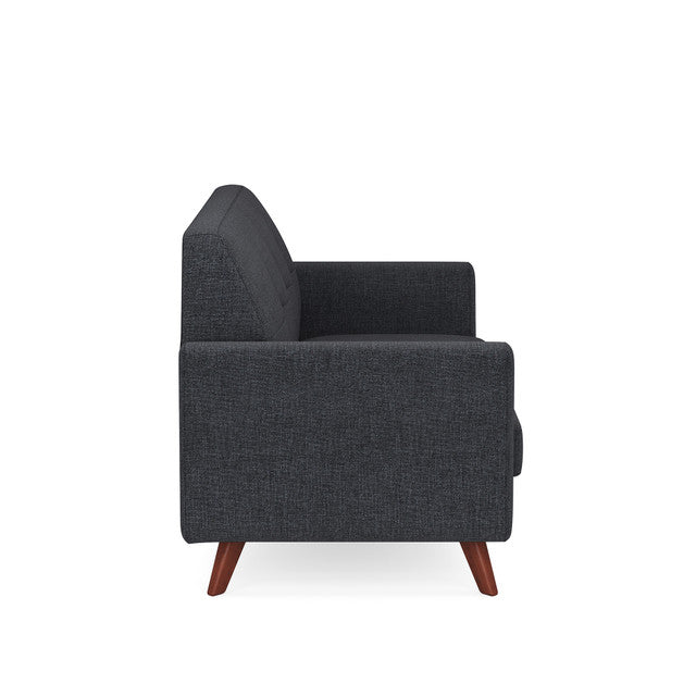 OfficeSource Partridge Loveseat with Light Wood Legs - Gray Linen