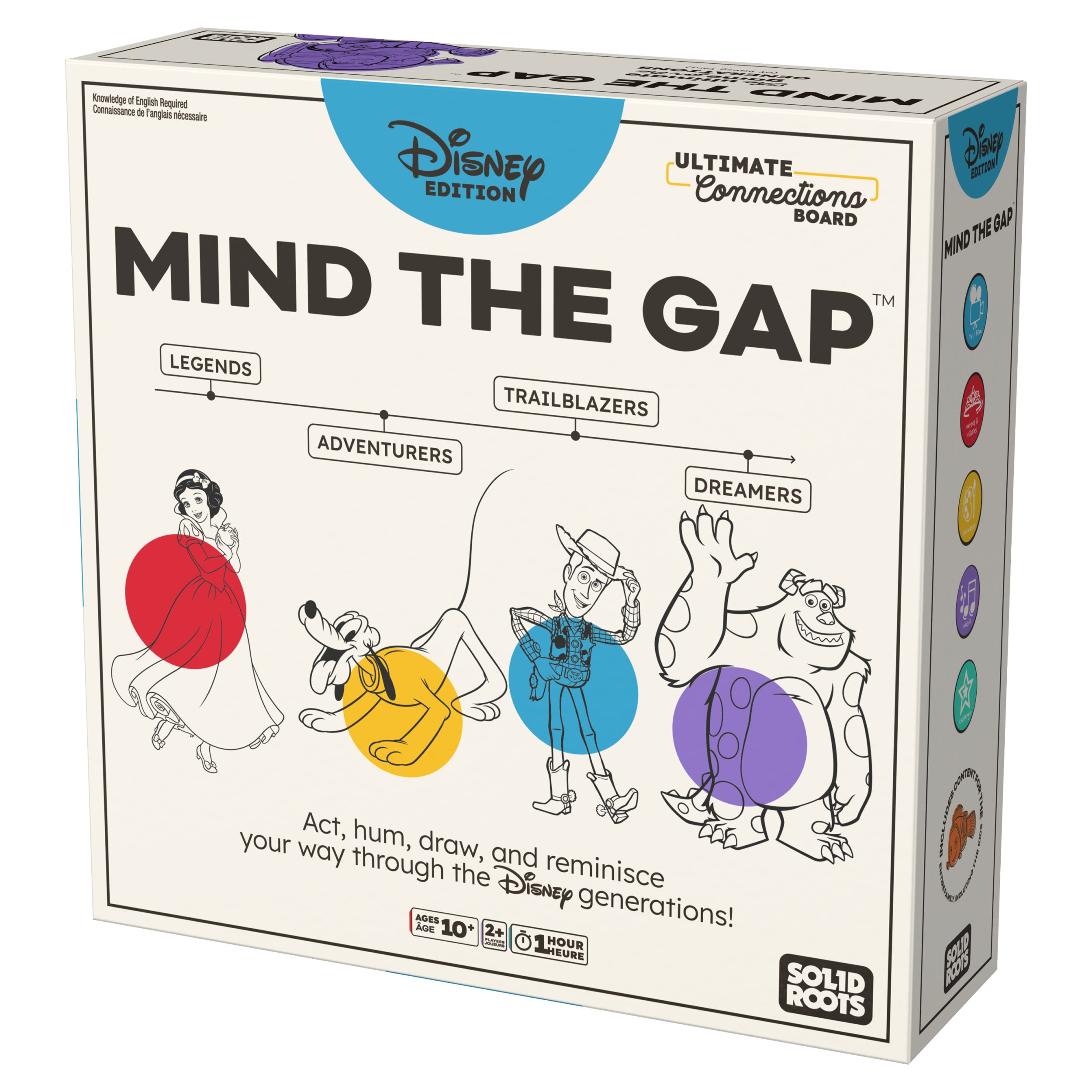 Spin Master Games, SolidRoots Mind the Gap Disney Edition, A Magical Trivia Game for the Generations with New Disney Trivia, Family Game Night, 2+ Players, for Ages 10 & Up