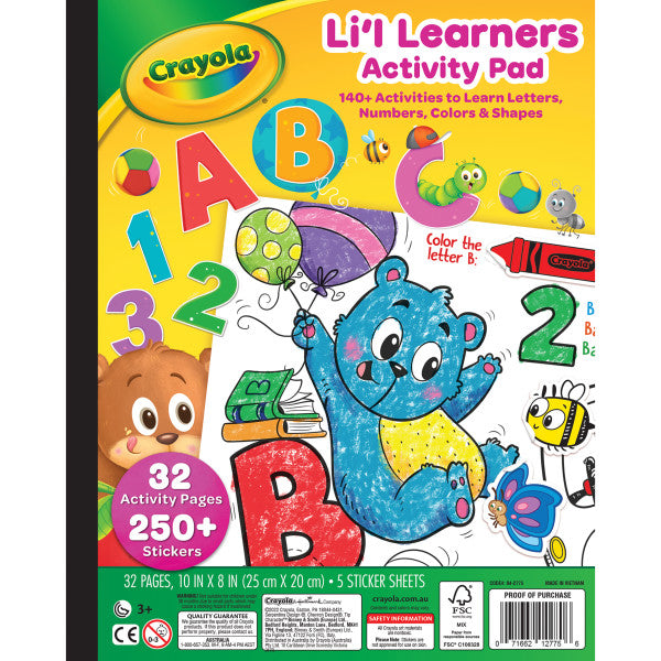 Crayola Toddler Learning Activity Pad with Stickers, Educational Gifts for Toddlers, 32 Pages