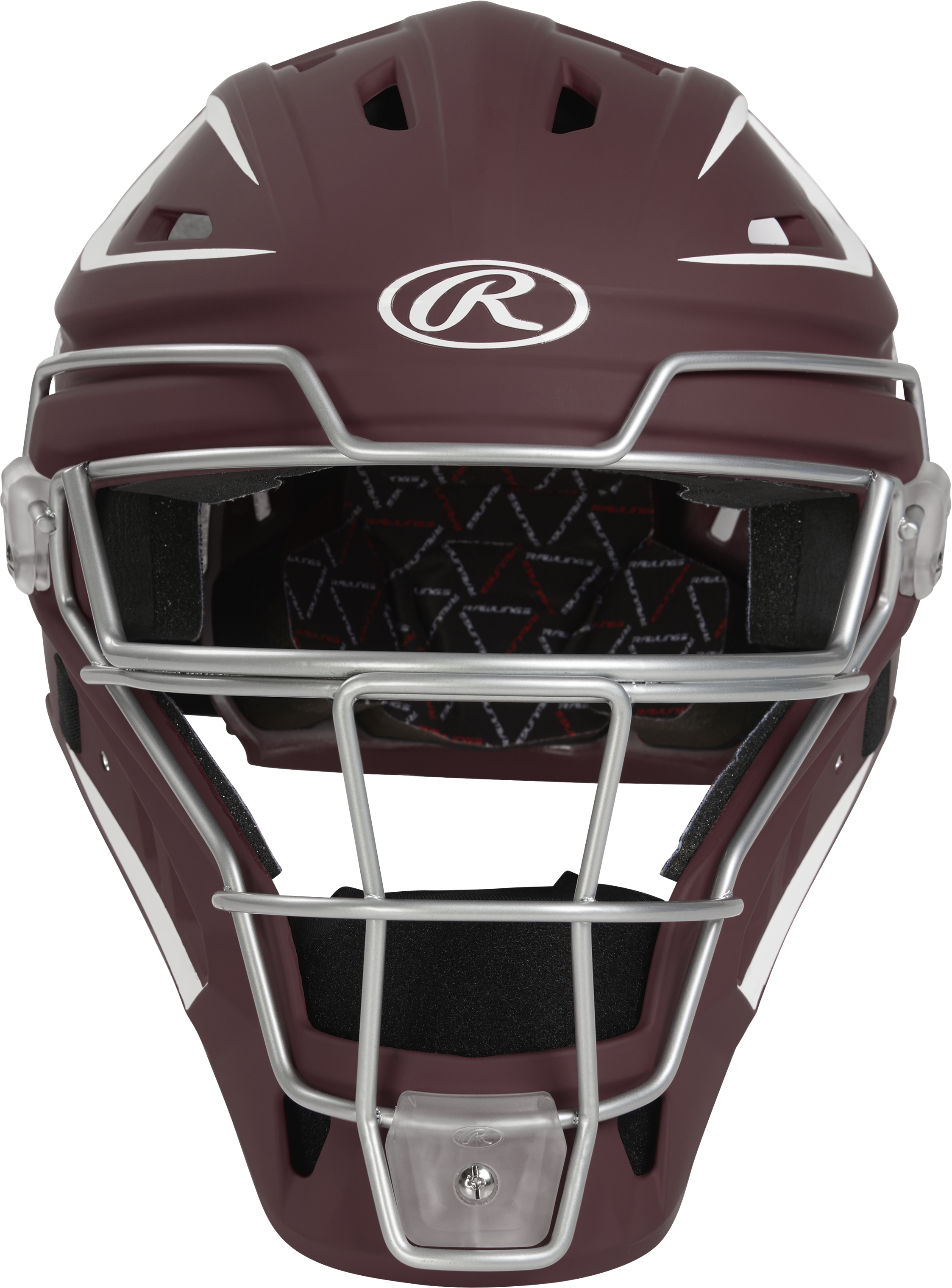 Rawlings Velo 2.0 Matte Senior Catchers Helmet - Maroon/White