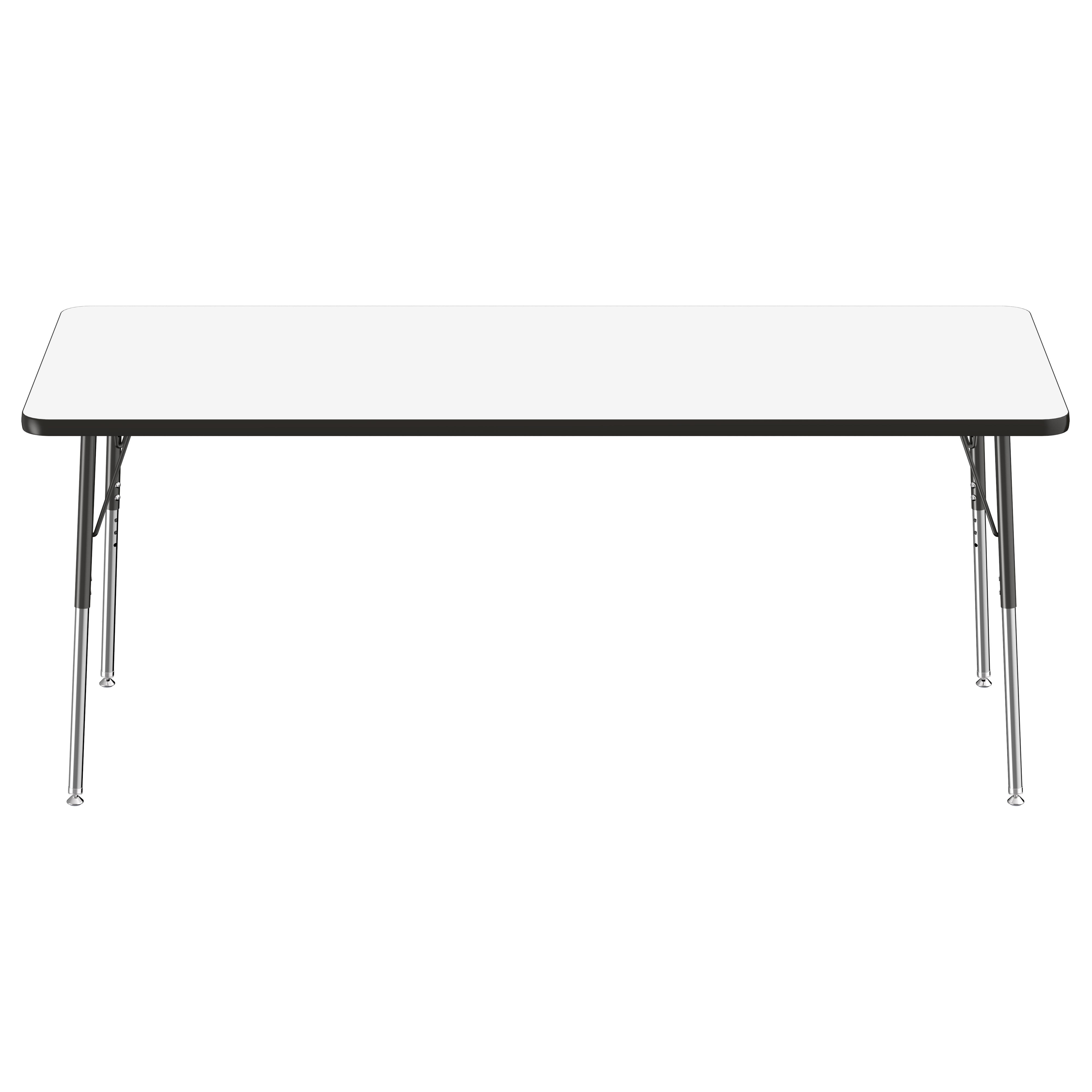 30" x 72" Rectangle Dry-Erase Activity Table with Adjustable Standard Swivel Glide Legs - Whiteboard/Black