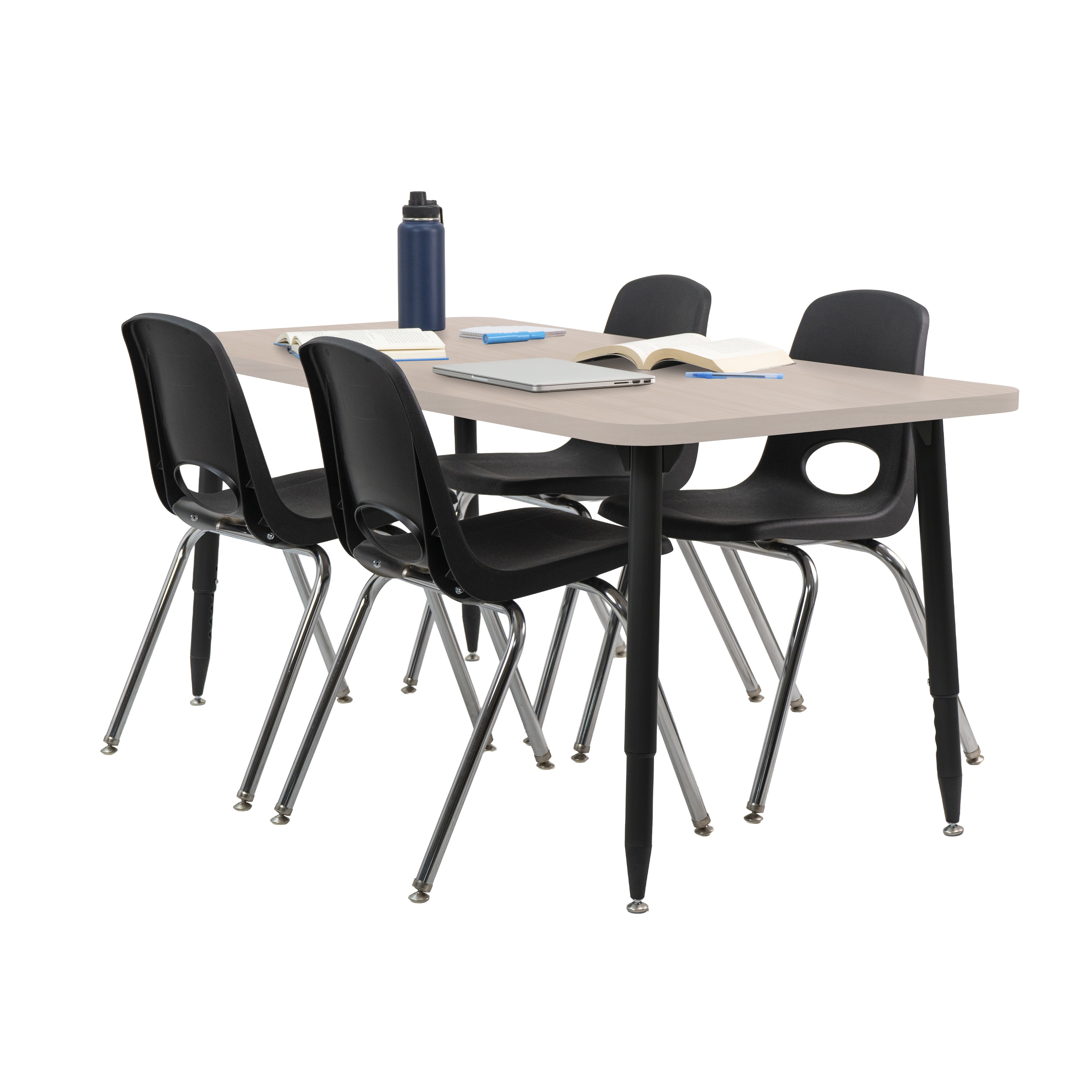 Adapte 30" x 60" Rectangle Woodgrain Activity Table with Adjustable Tapered Legs - Asian Sand/Black