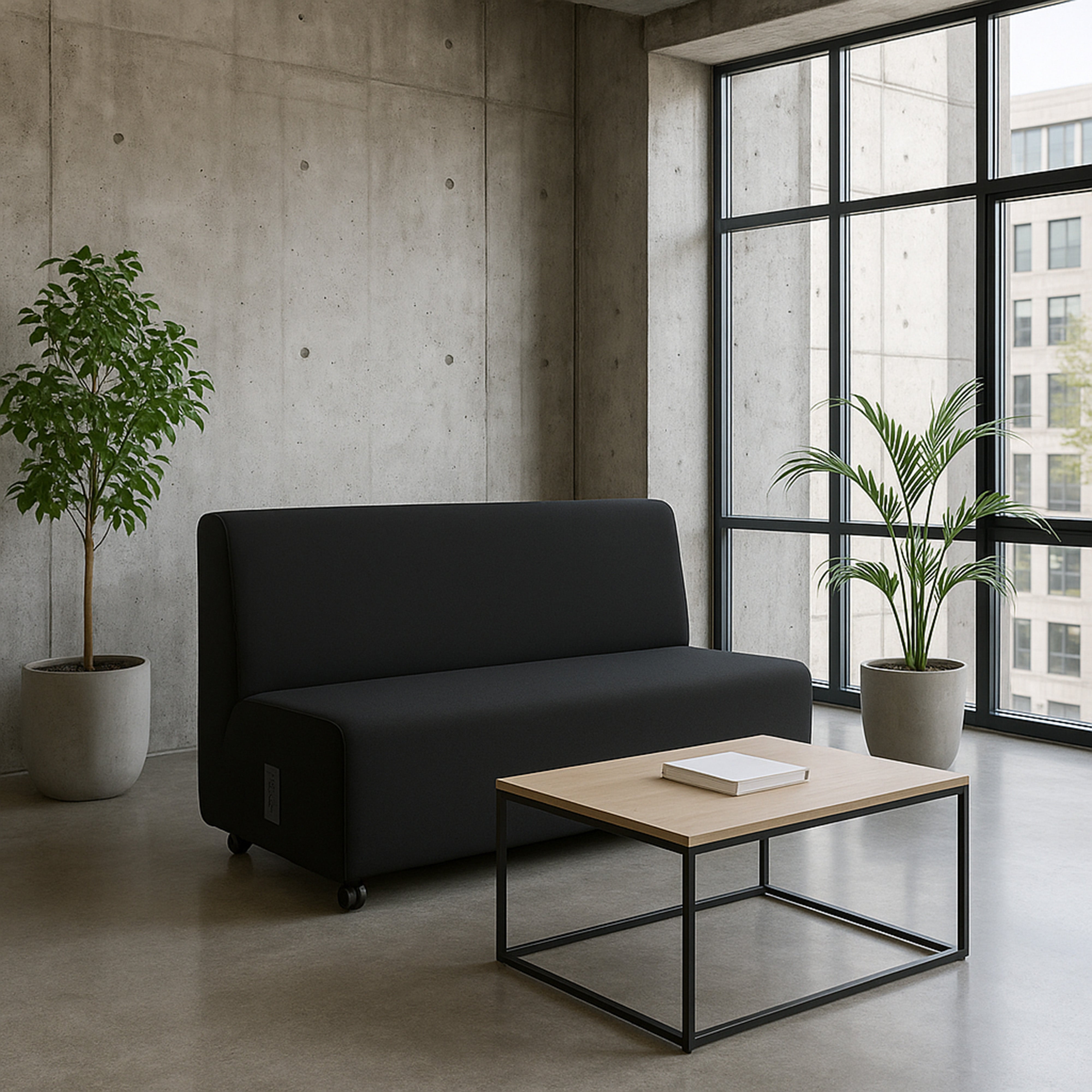 Pro Series Upholstered Armless Mobile Sofa with Tech Panel - Black