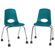 18" Mobile Chair with Casters, 2-Piece - Teal