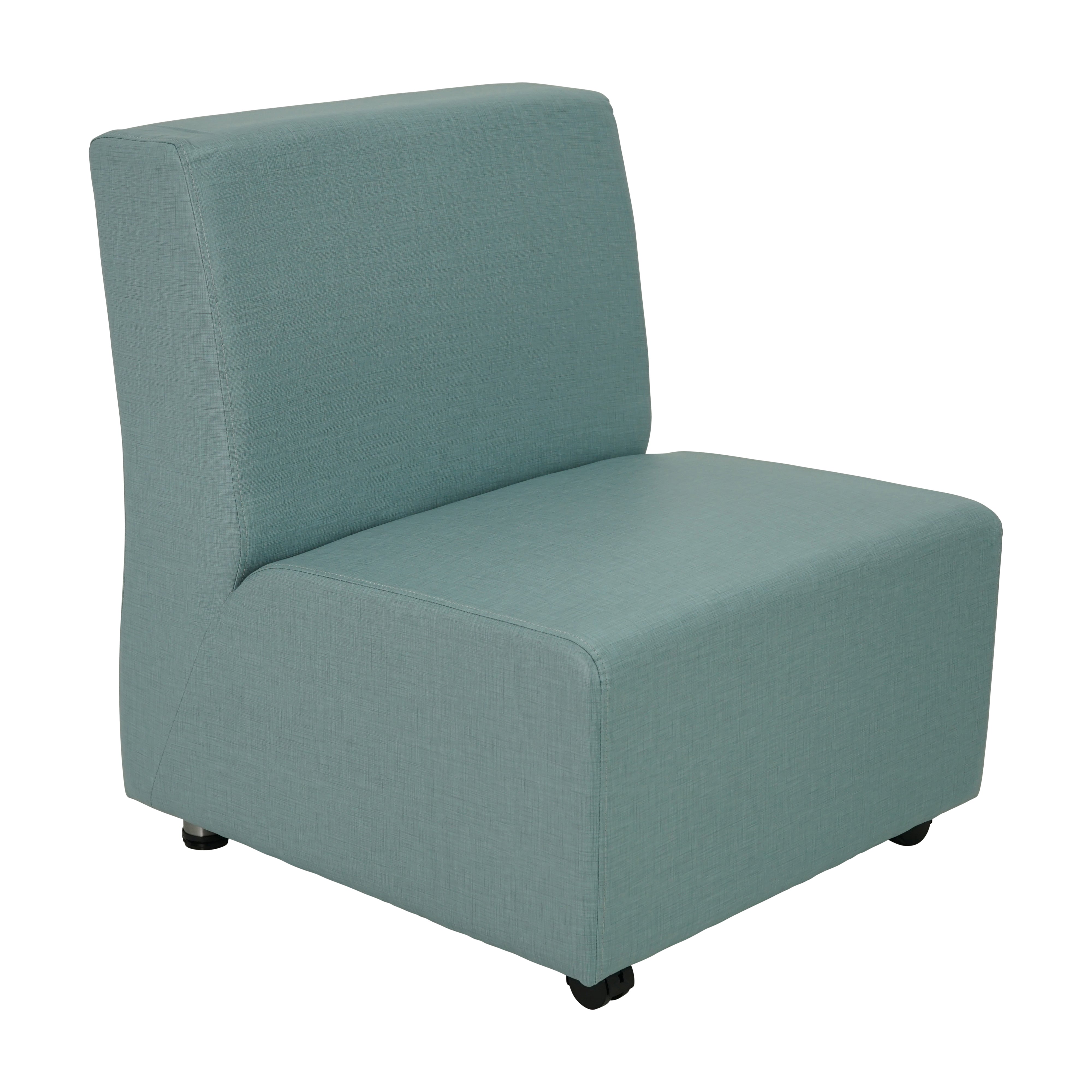 Pro Series Upholstered Armless Mobile Chair - Sky Blue Crosshatch