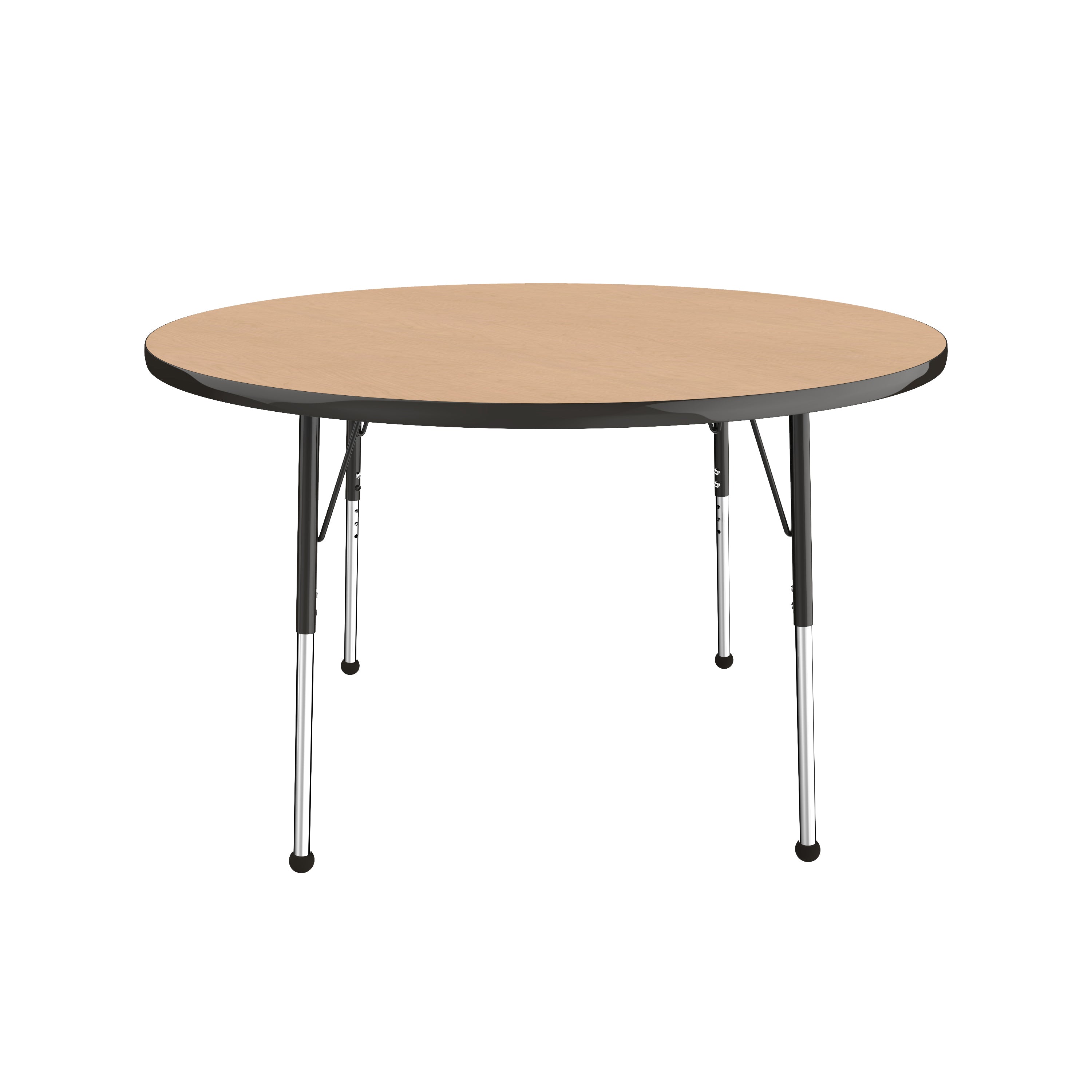 48" Round T-Molding Activity Table with Adjustable Standard Ball Glide Legs - Maple/Black