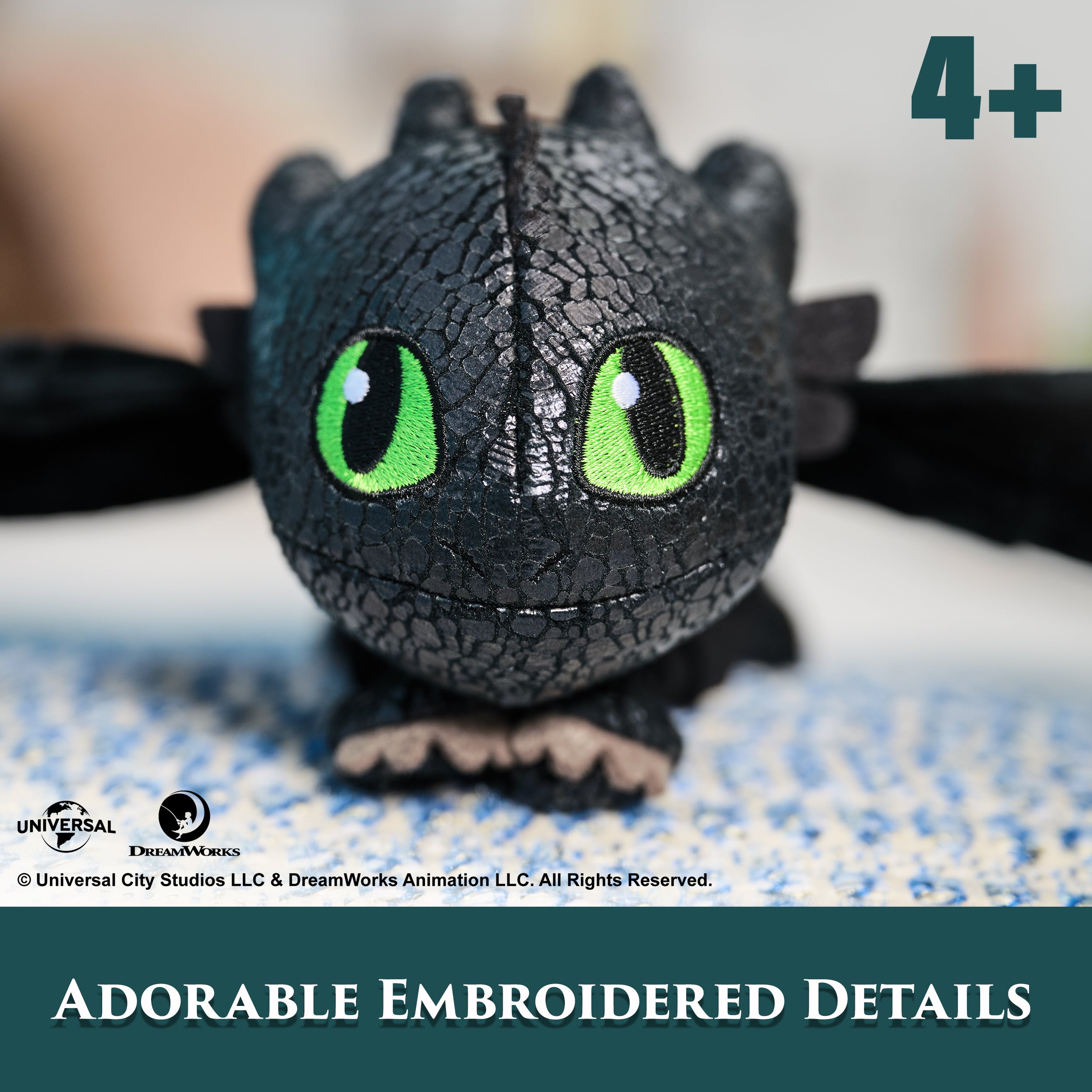 Dreamworks Dragons How to Train Your Dragon, Hug and Glide Toothless Plush Toy, 12” Dragon Stuffed Animal, Kids Toys for Boys Ages 4 and Up