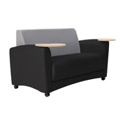 Pro Series Upholstered Common Area Sofa with Tablet - Black/Gray/Maple Grain