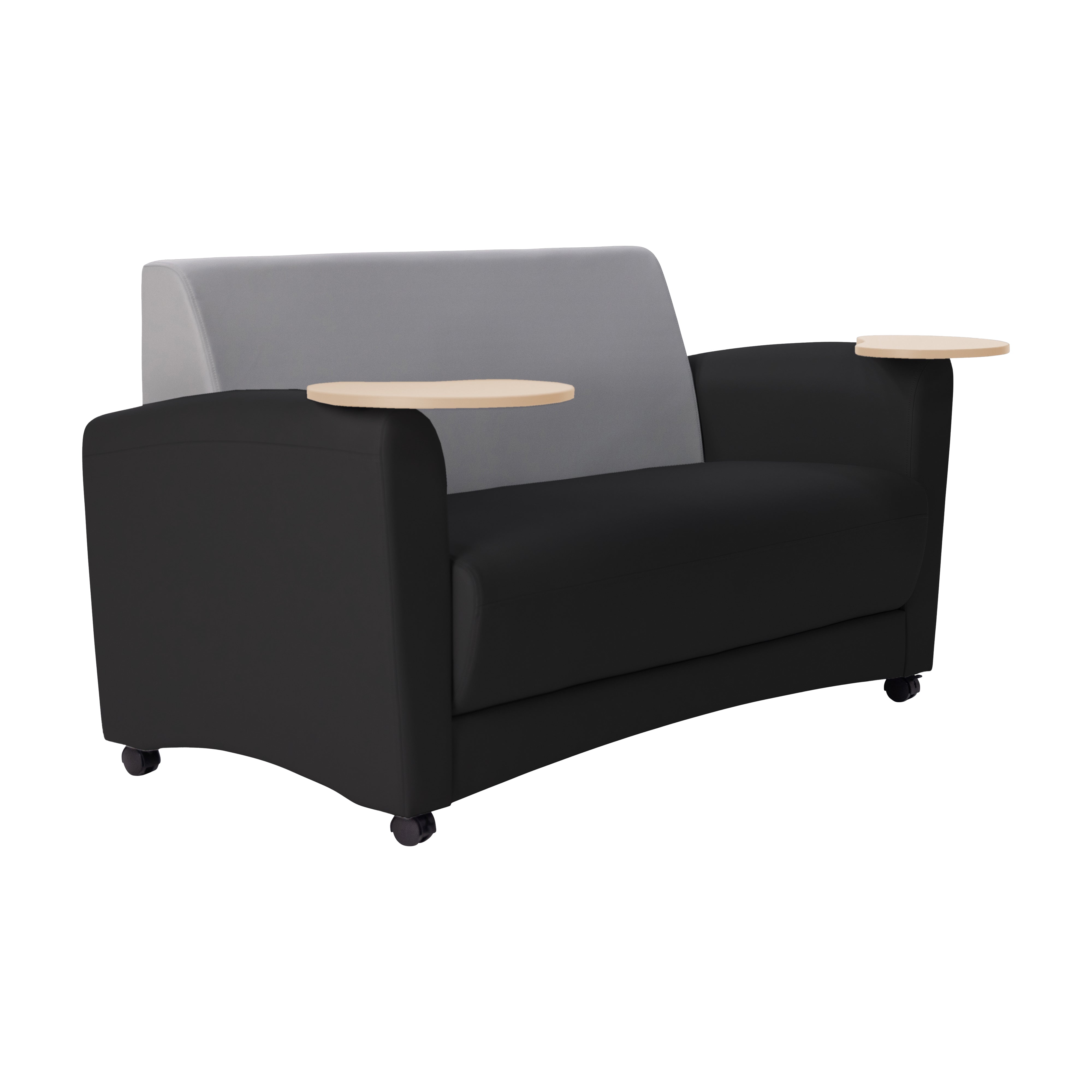 Pro Series Upholstered Common Area Sofa with Tablet - Black/Gray/Maple Grain