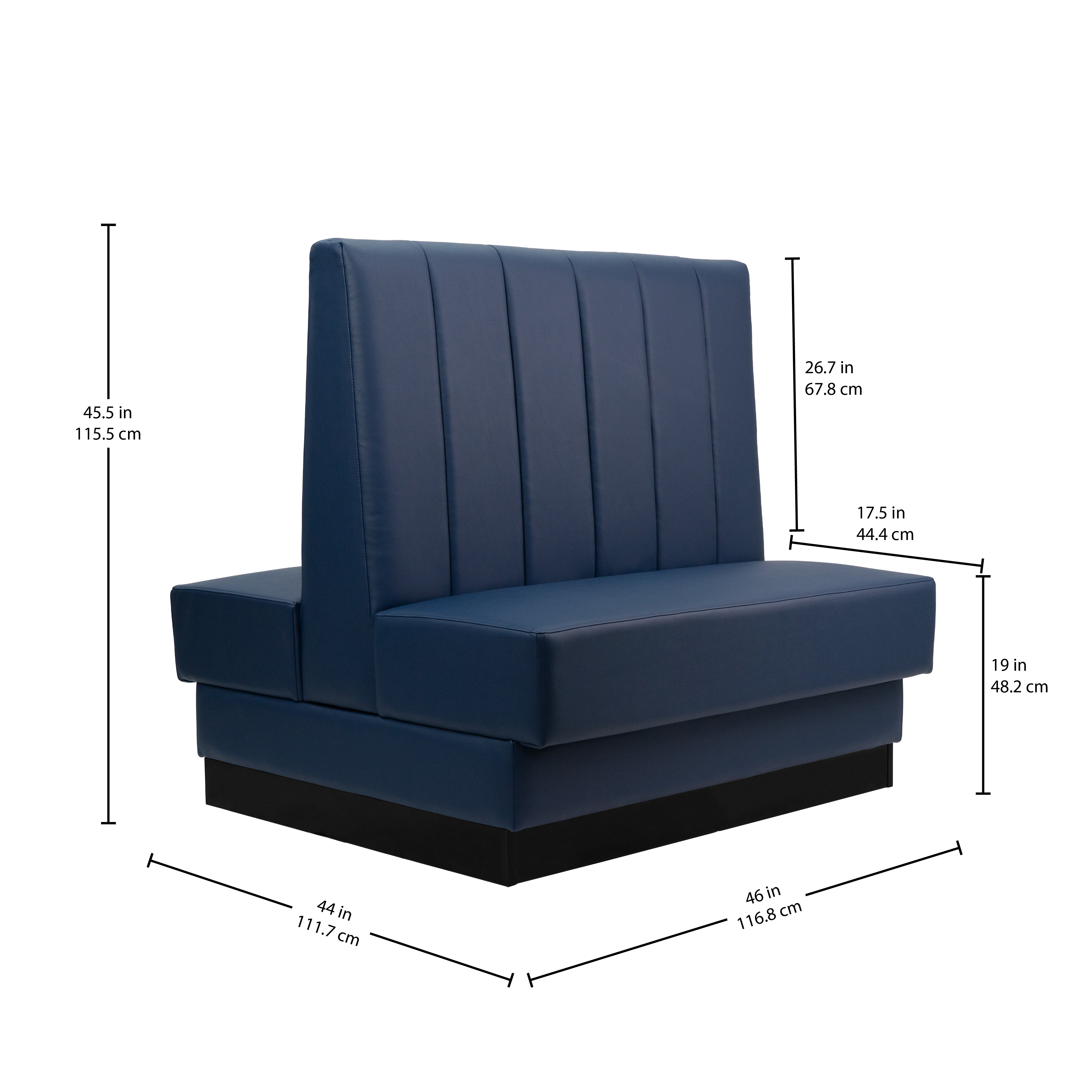 Pro Series Channel Back Double-Sided Restaurant Booth Seating - Navy