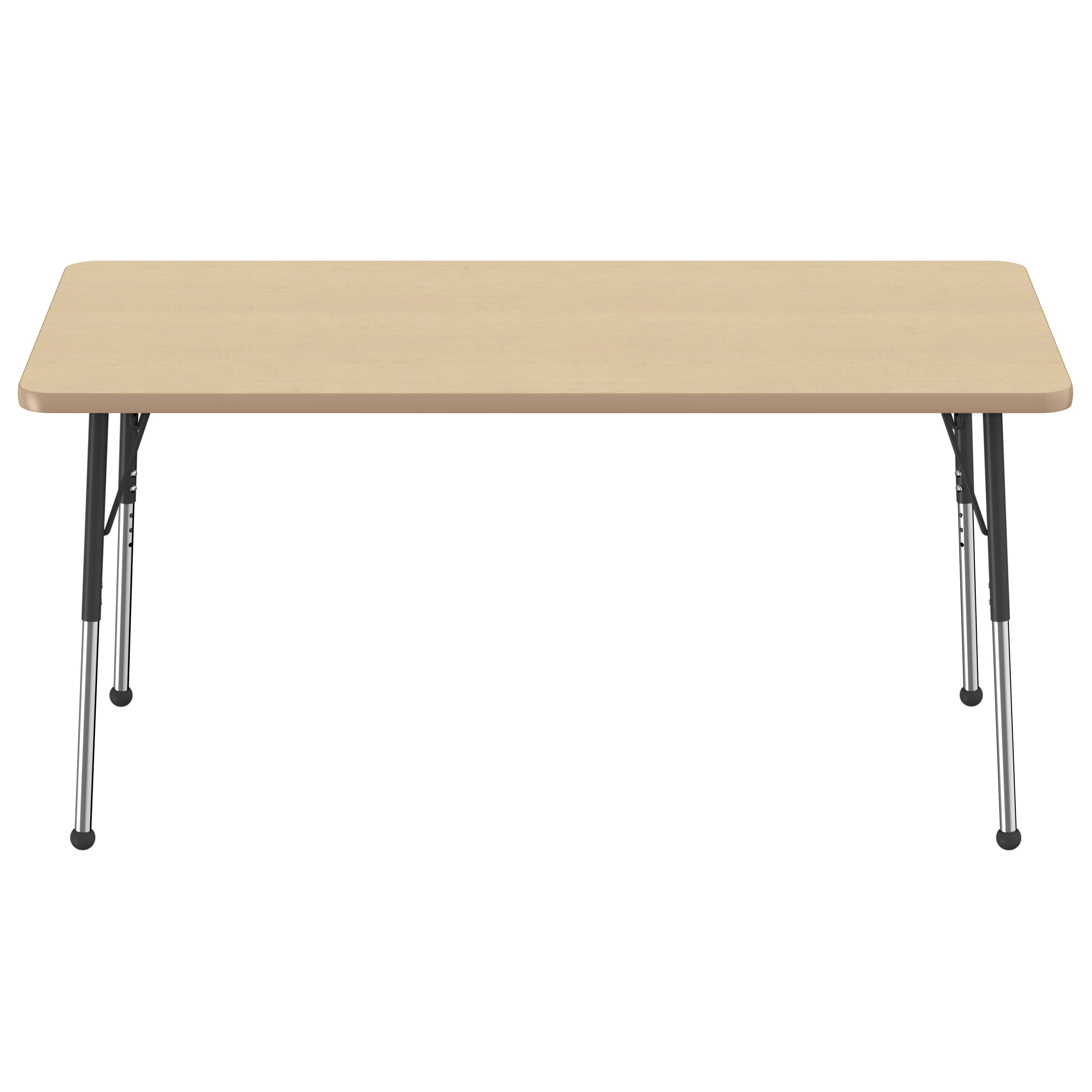 30" x 60" Rectangle Thermofused Activity Table with Adjustable Standard Ball Glide Legs - Maple/Maple/Black