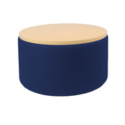 Pro Series Upholstered 30" Round Ottoman Table 18" Height - Navy/Maple