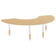 36" x 72" Half Moon Thermofused Activity Table with Adjustable Chunky Wood Legs - Maple Grain/White/Natural