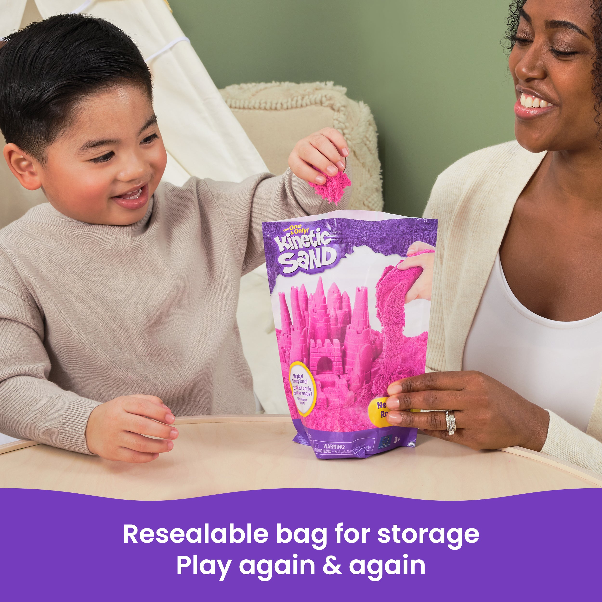 Kinetic Sand, 2lbs Pink Play Sand, Moldable Sensory Toys for Kids, Resealable Bag Packaging May Vary, for Ages 3 and up