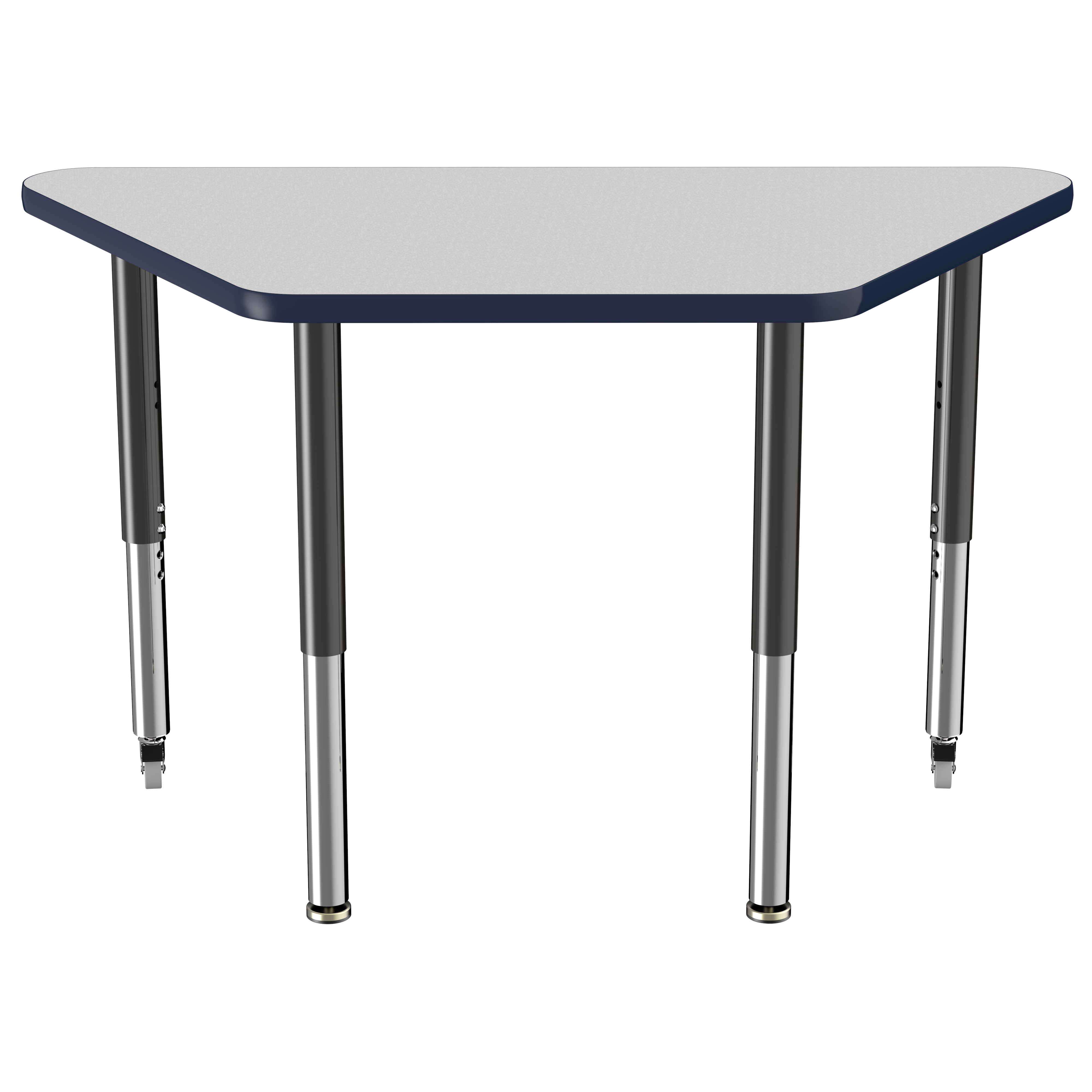 24" x 48" Trapezoid T-Molding Activity Table with Adjustable Super Legs - Gray/Navy/Black