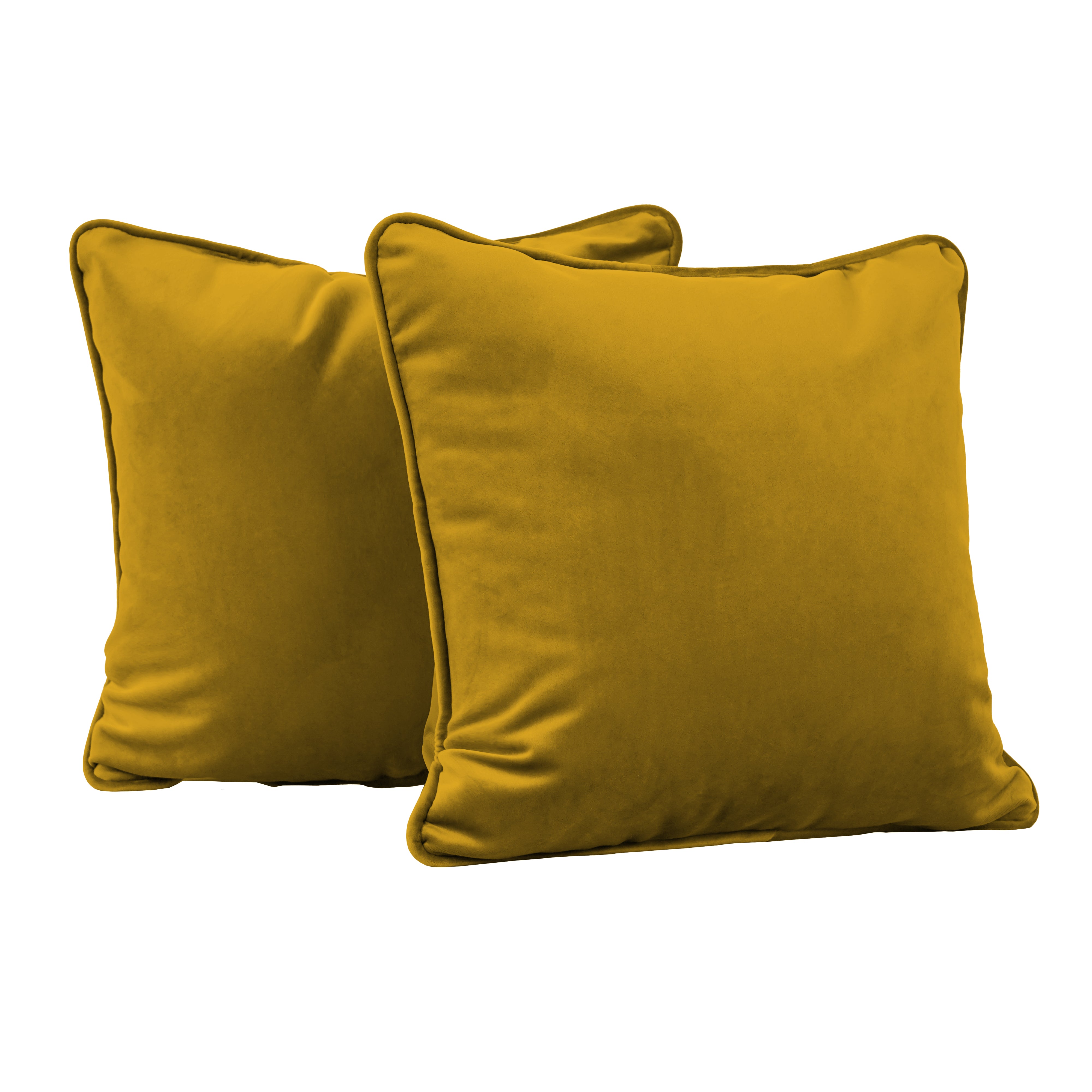 15" x 15" Square Microfiber Pillow with Piping, 2-Piece - Dijon