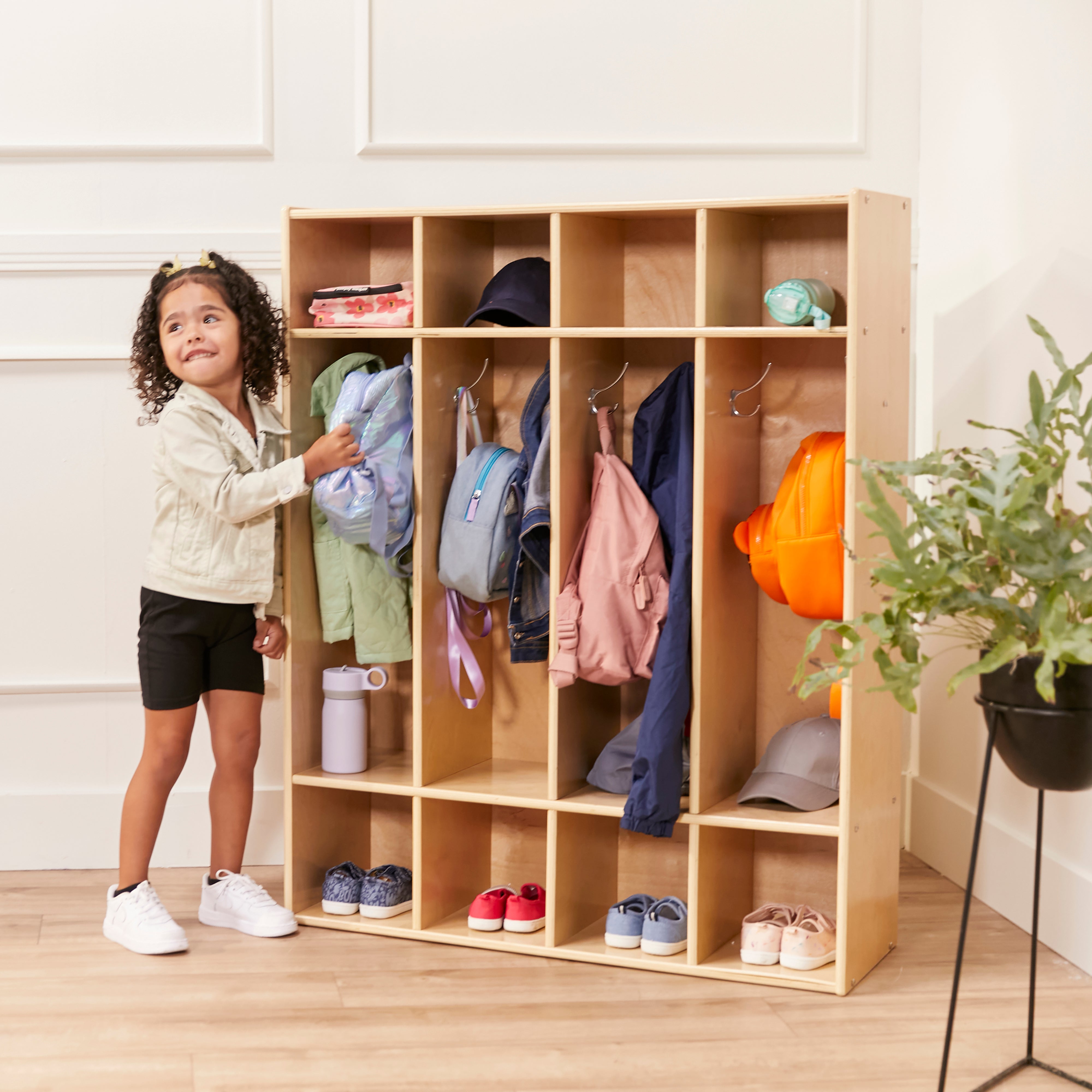 Streamline 4-Section Coat Locker - Natural