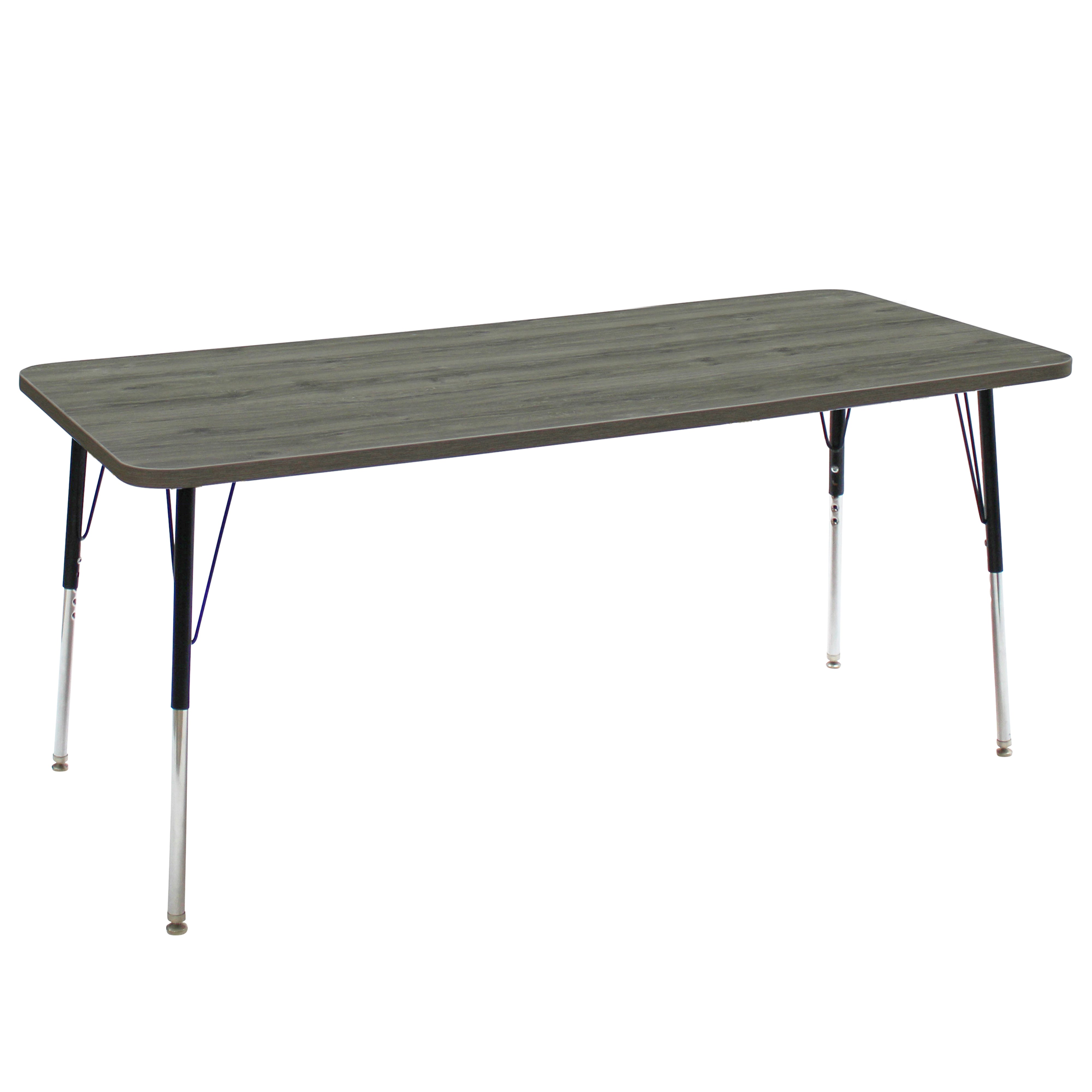 30" x 72" Rectangle La Madera Activity Table with Standard Legs - Gray Wood/Black