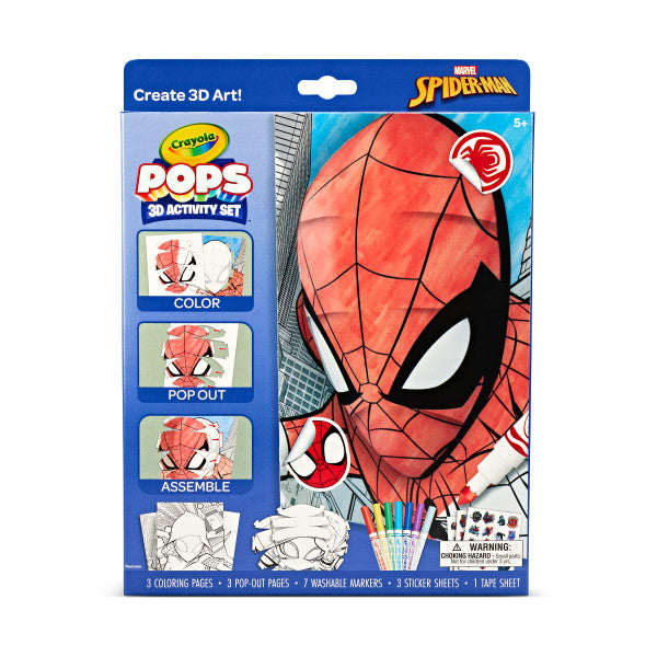Crayola POPs 3D Kids Art Set, Spiderman Coloring Book Alternative, Gift for Boys & Girls, Ages 5+
