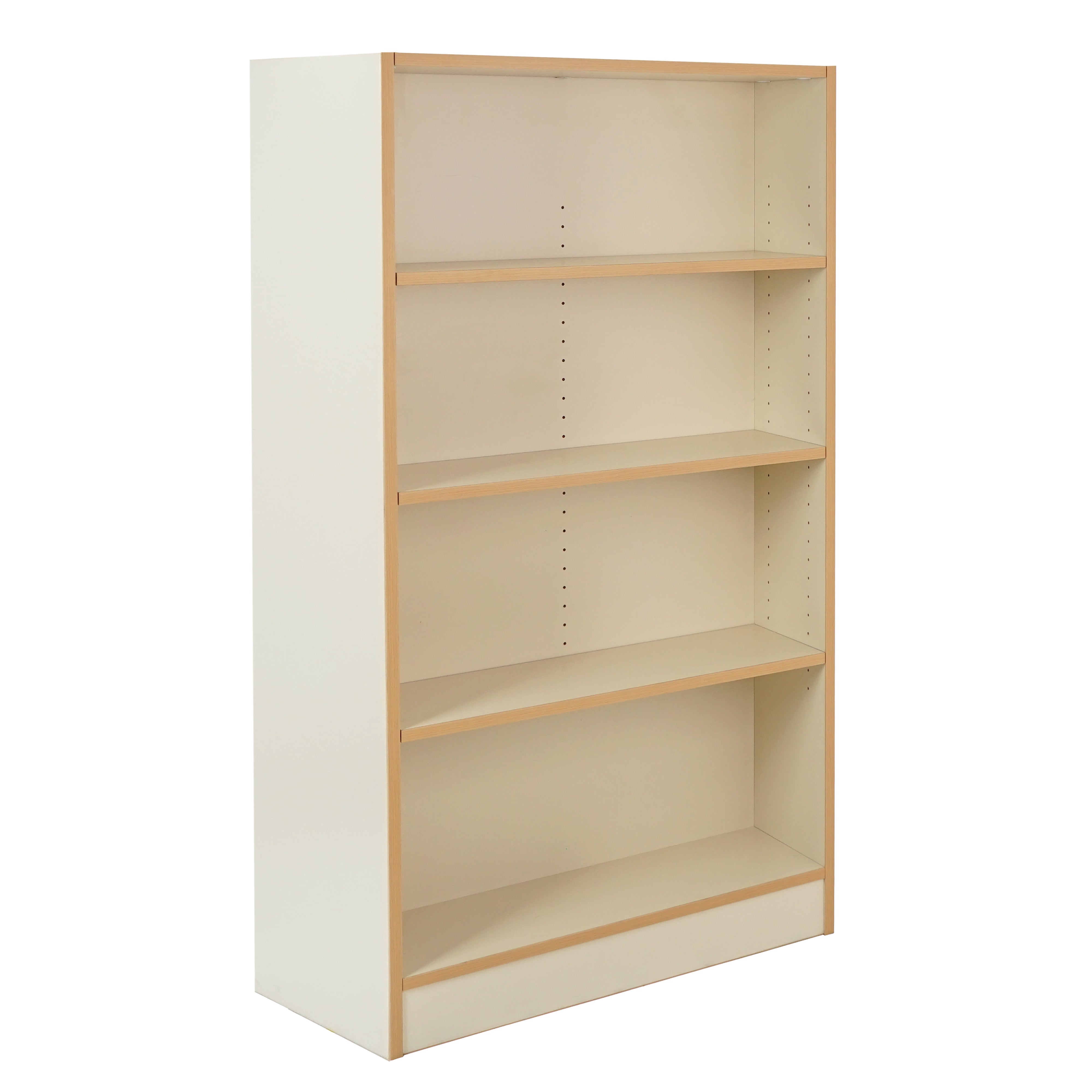 Laminate Bookcase 4-Shelf 48" Height - Almond/Maple