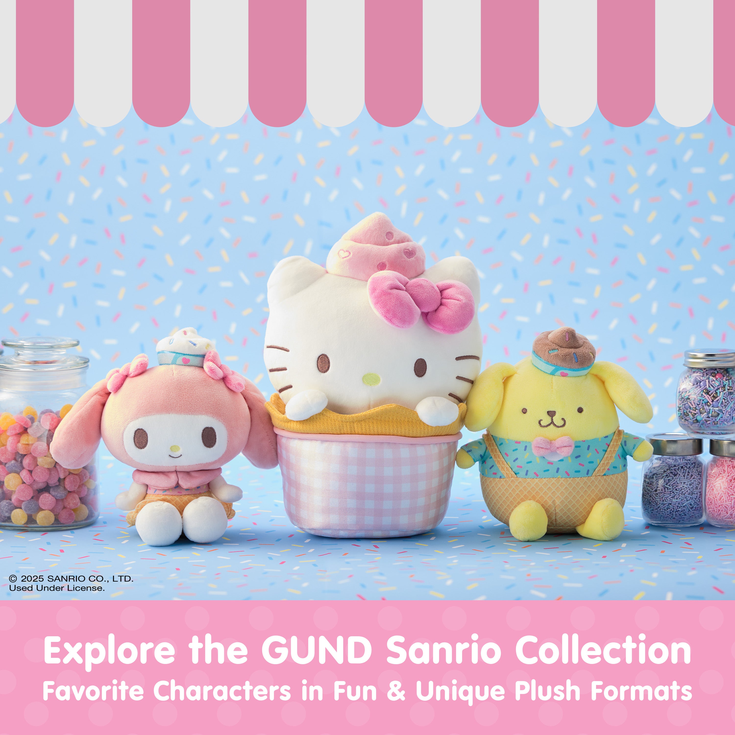 GUND Sanrio Hello Kitty and Friends Kuromi Cupcake Plush, Stuffed Animal for Ages 1 and Up, Purple/White, 8”