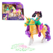 Unicorn Academy, Ava & Plant Magic Leaf with Light-up Effect, 2 Riding Accessories, Dolls & Unicorn Toys for Girls Ages 4 and up