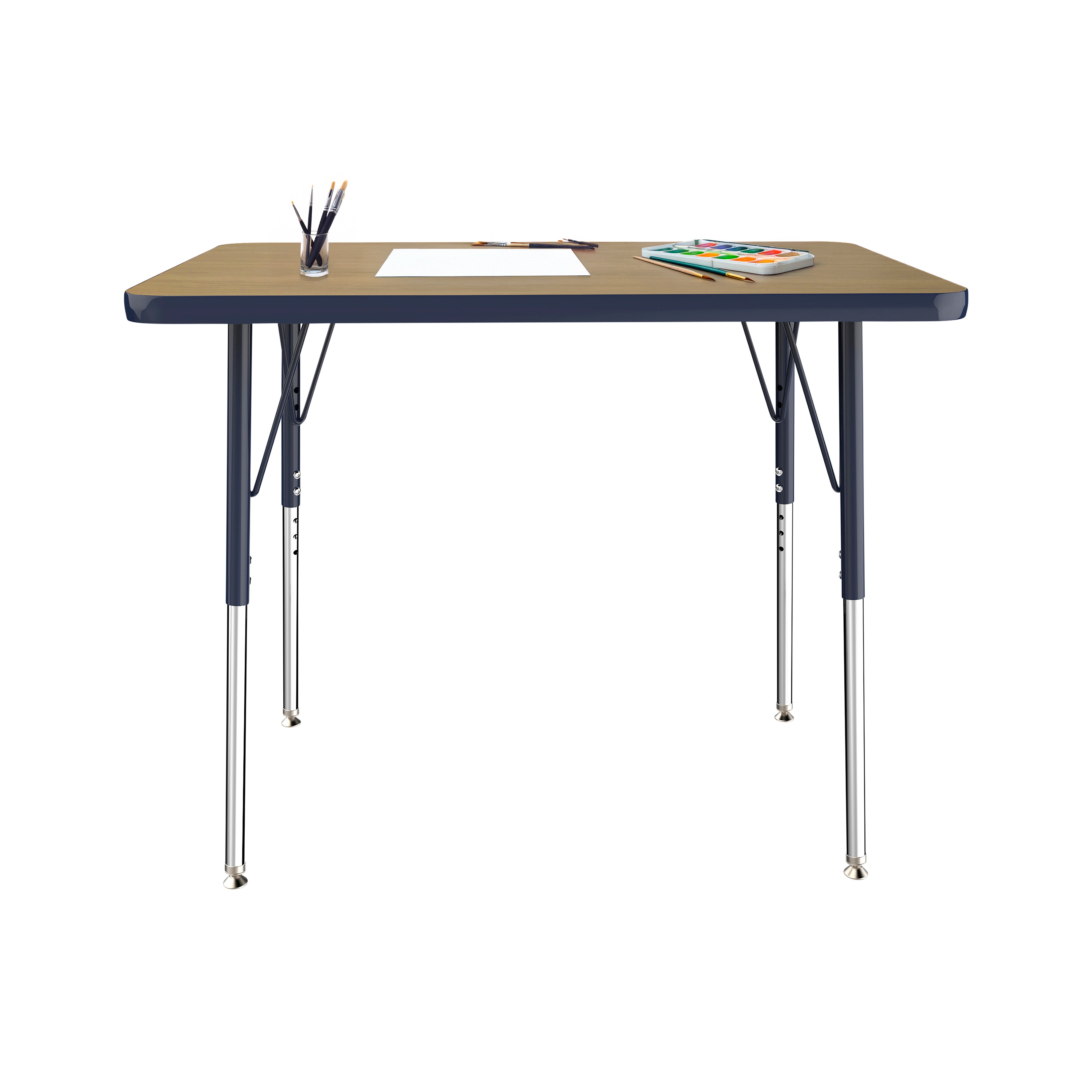 24" x 36" Rectangle T-Molding Activity Table with Adjustable Standard Swivel Glide Legs - Pasadena Oak/Navy