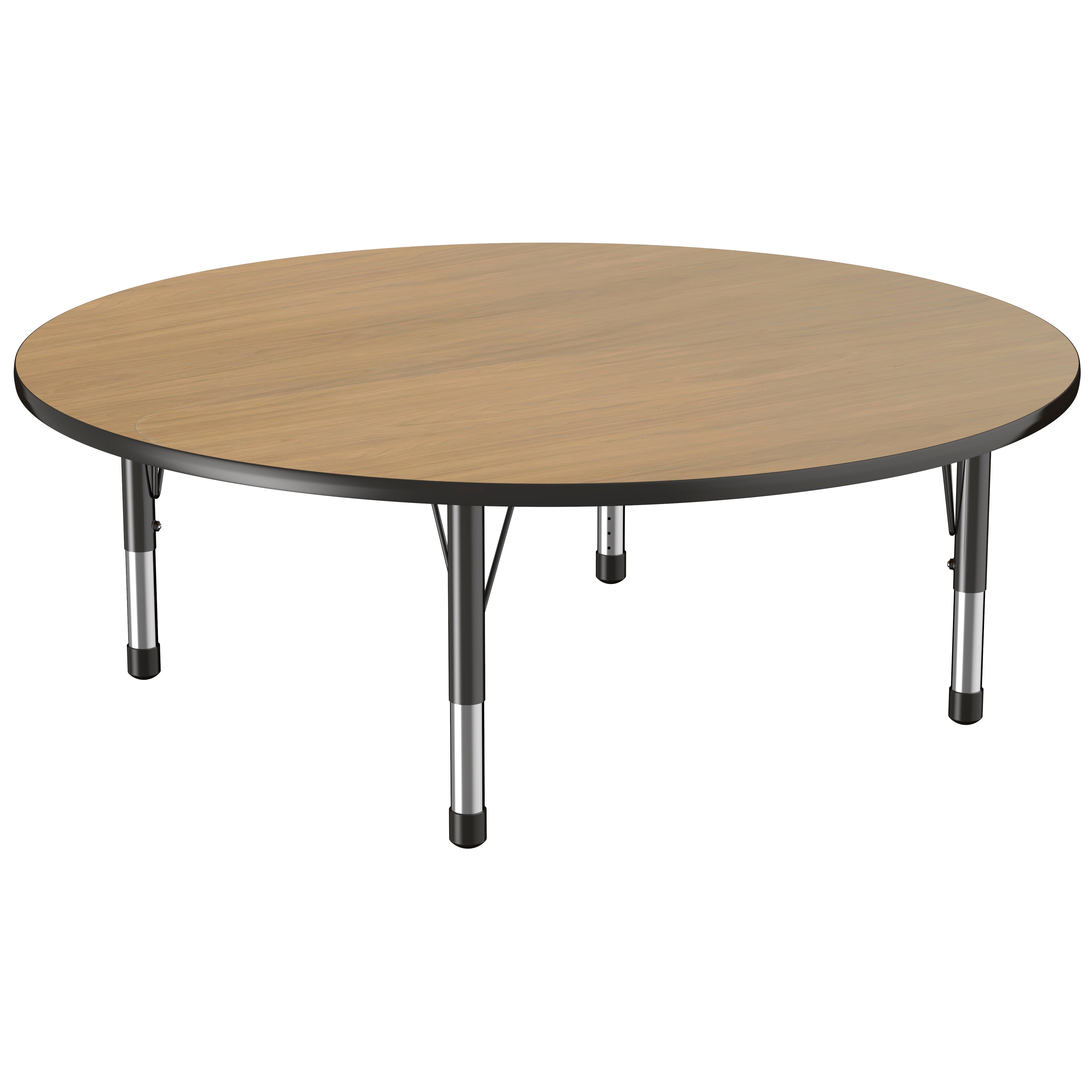 60" Round T-Molding Activity Table with Adjustable Chunky Legs - Pasadena Oak/Black