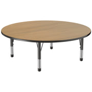 60" Round T-Molding Activity Table with Adjustable Chunky Legs - Pasadena Oak/Black