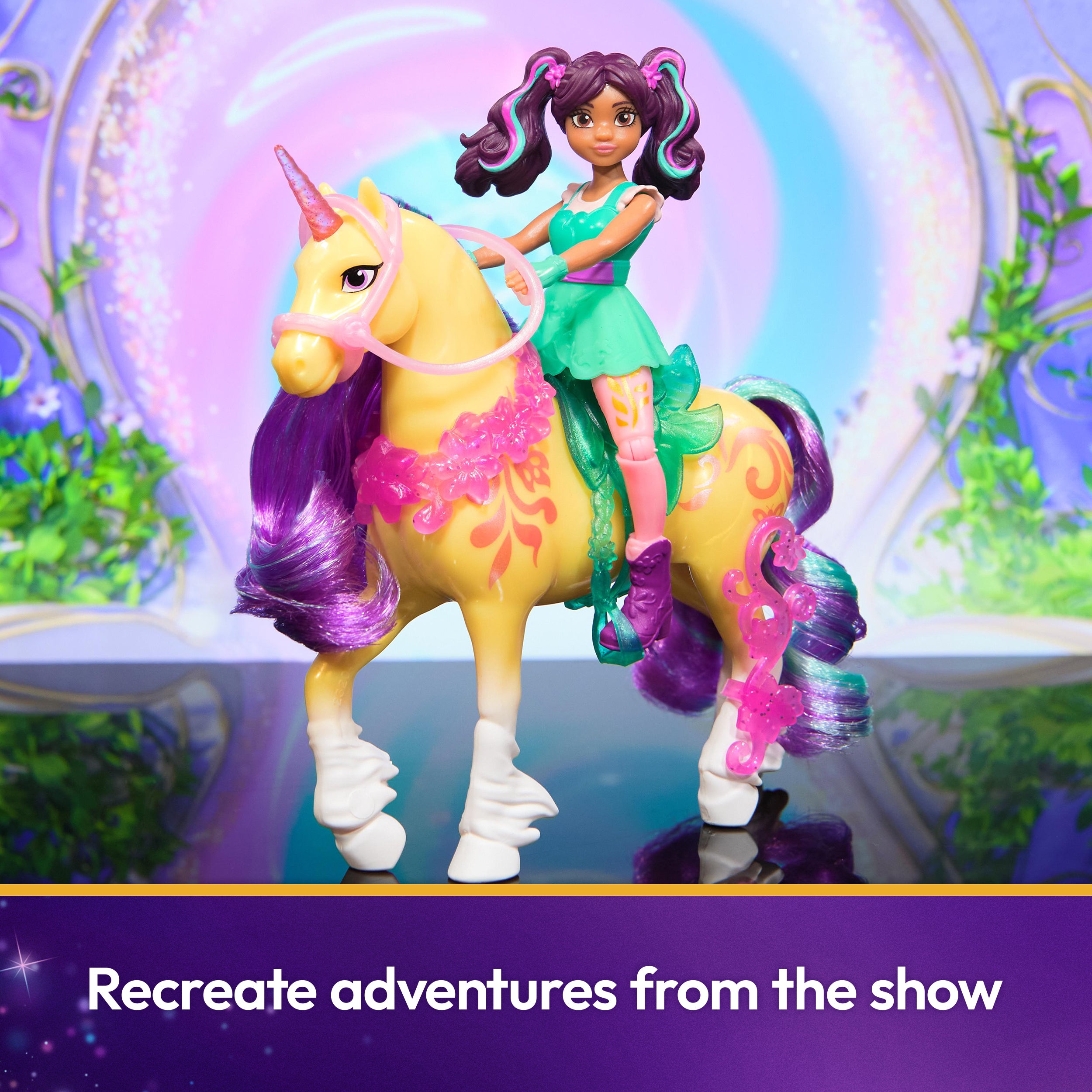 Unicorn Academy, Ava & Leaf Power of Friendship Set with Translucent Saddle & 2 Power Accessories, Dolls & Unicorn Toys for Girls Ages 4 and up