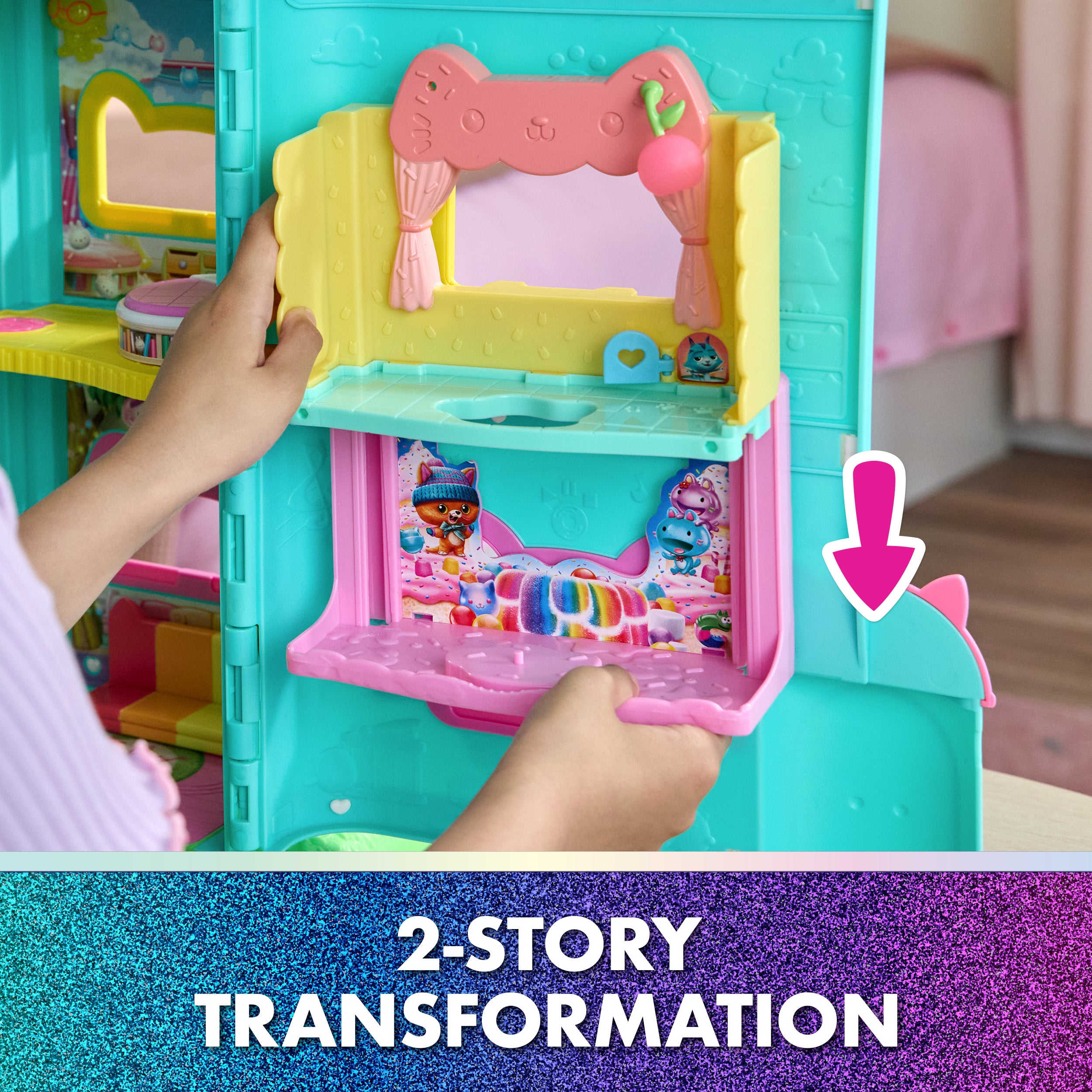 Gabby's Dollhouse: The Movie, Cakey's Sprinkle Cake-tastic Kitchen, Toy Figure, & Dollhouse Accessories, Kids Toys for Girls & Boys Ages 3 and Up