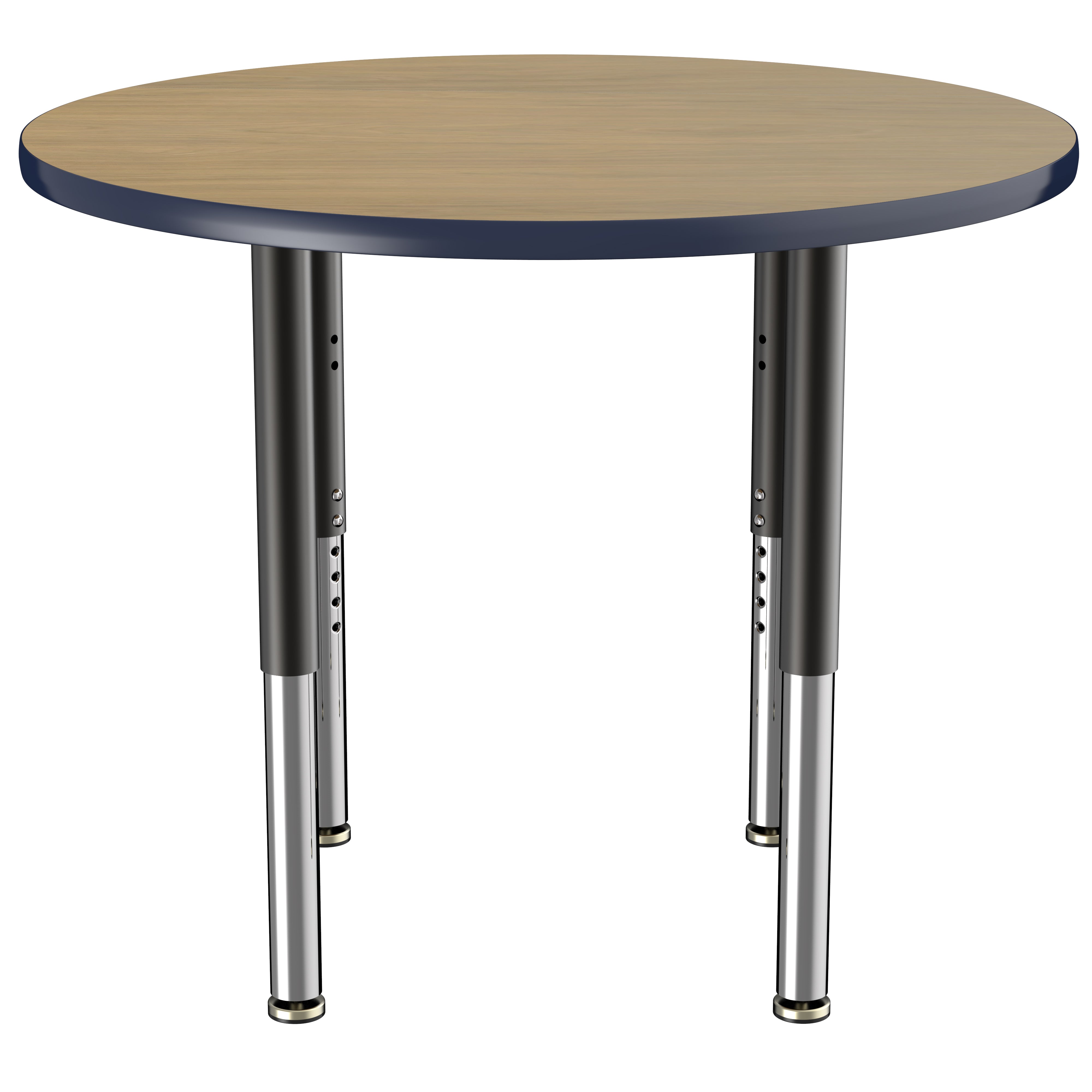 36" Round T-Molding Activity Table with Adjustable Super Legs - Pasadena Oak/Navy/Black