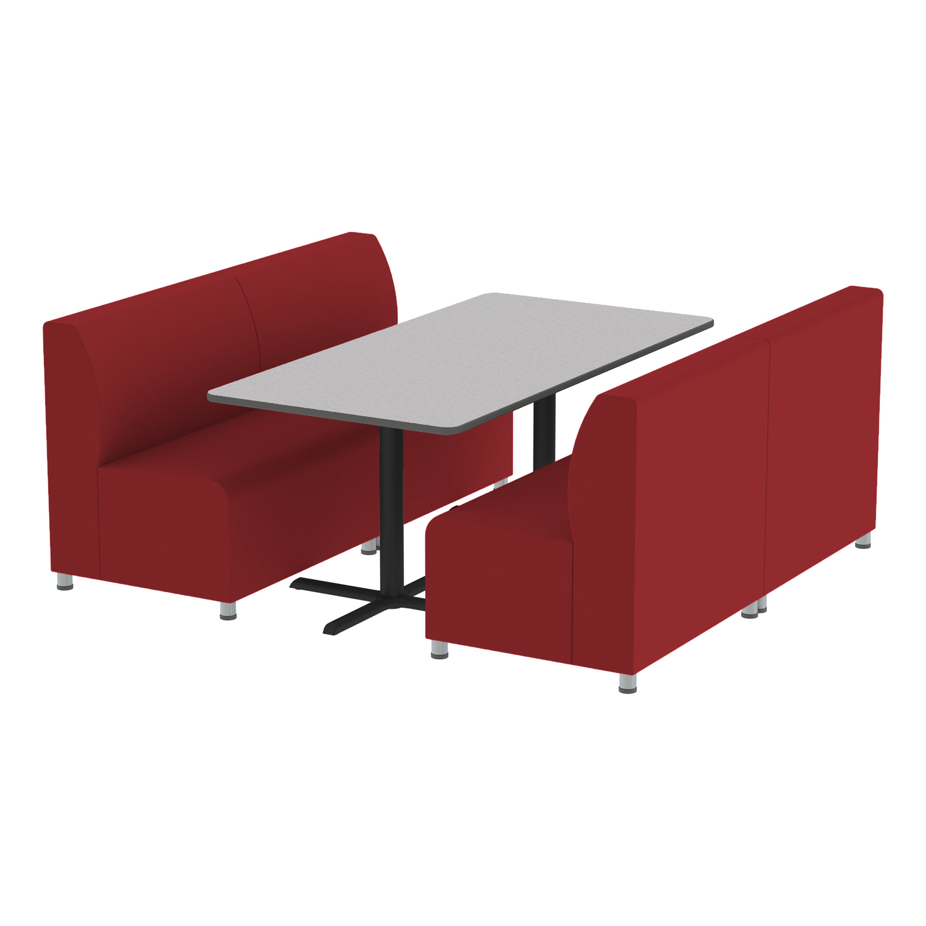 Pro Series Connect Booth with Cafe Table, 5-Piece Set - Crimson/Gray/Graphite/Black