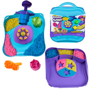 Kinetic Sand, SquishMotion with 1lb Pink, Yellow & Blue Play Sand, Stamper & 5 Tools, Storage Case, Sensory Toys for Kids Ages 5 and up