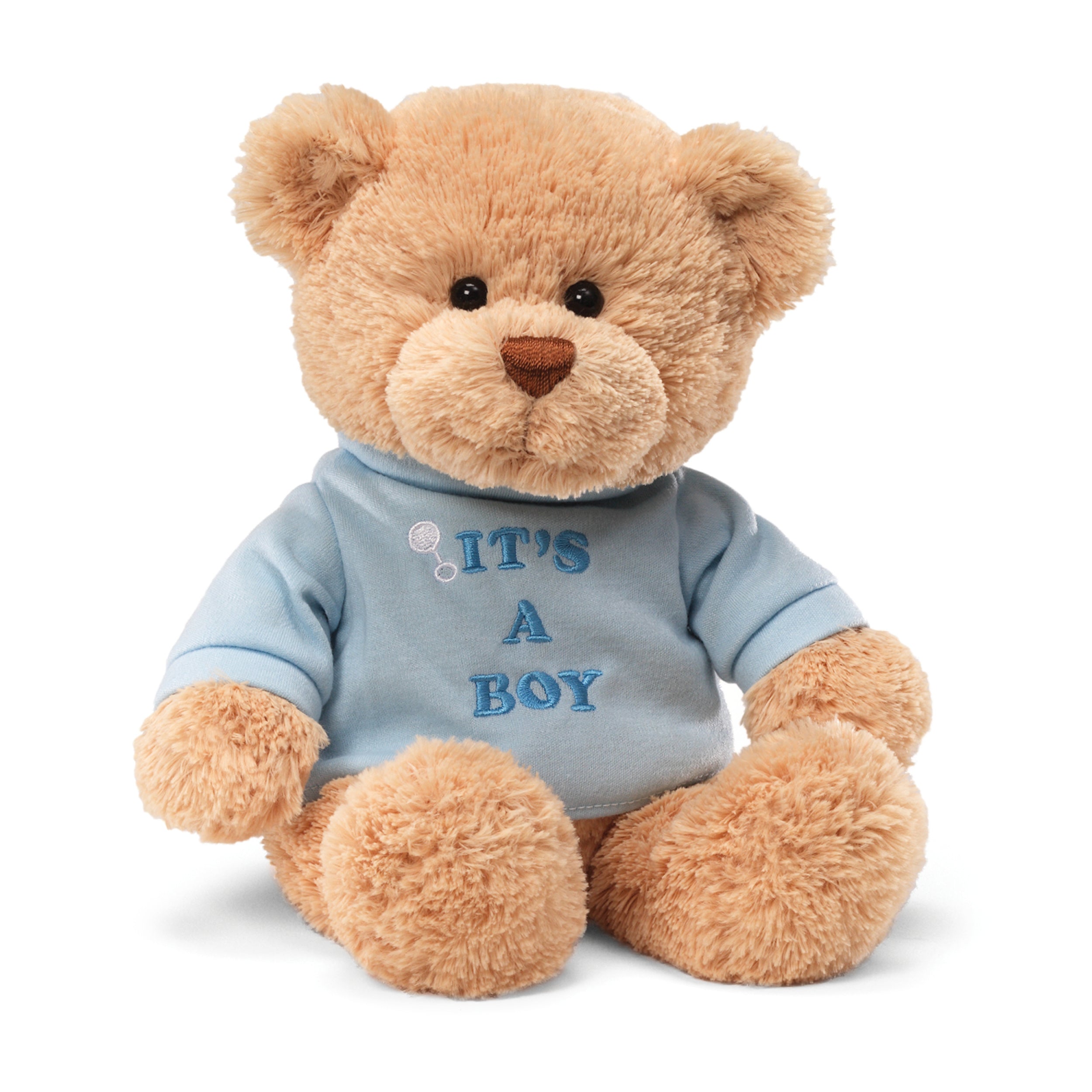 GUND “It’s a Boy” Message Bear with Blue T-Shirt, Teddy Bear Stuffed Animal for Ages 1 and Up, Brown, 12”