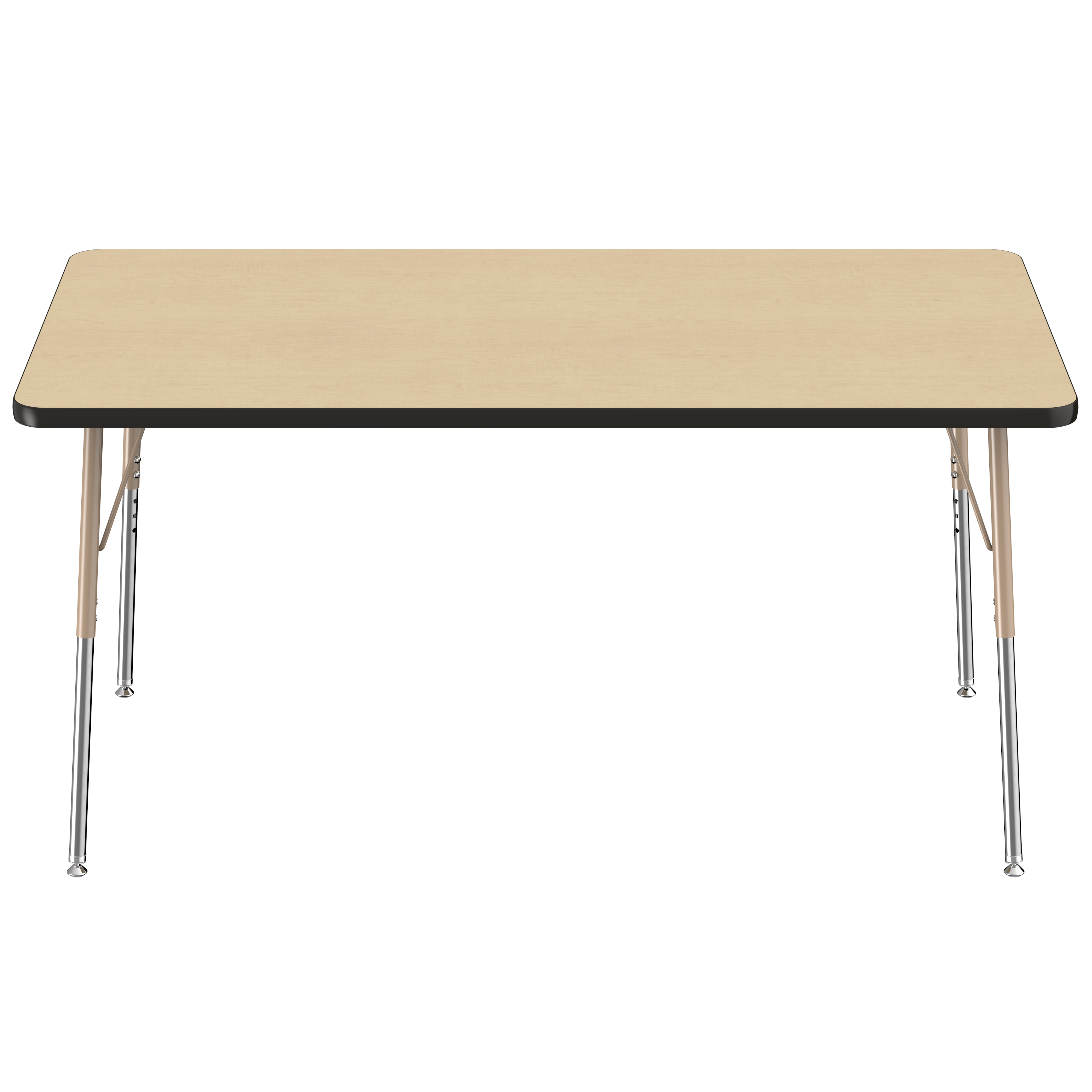 36" x 60" Rectangle T-Molding Activity Table with Adjustable Standard Swivel Glide Legs - Maple/Black/Sand
