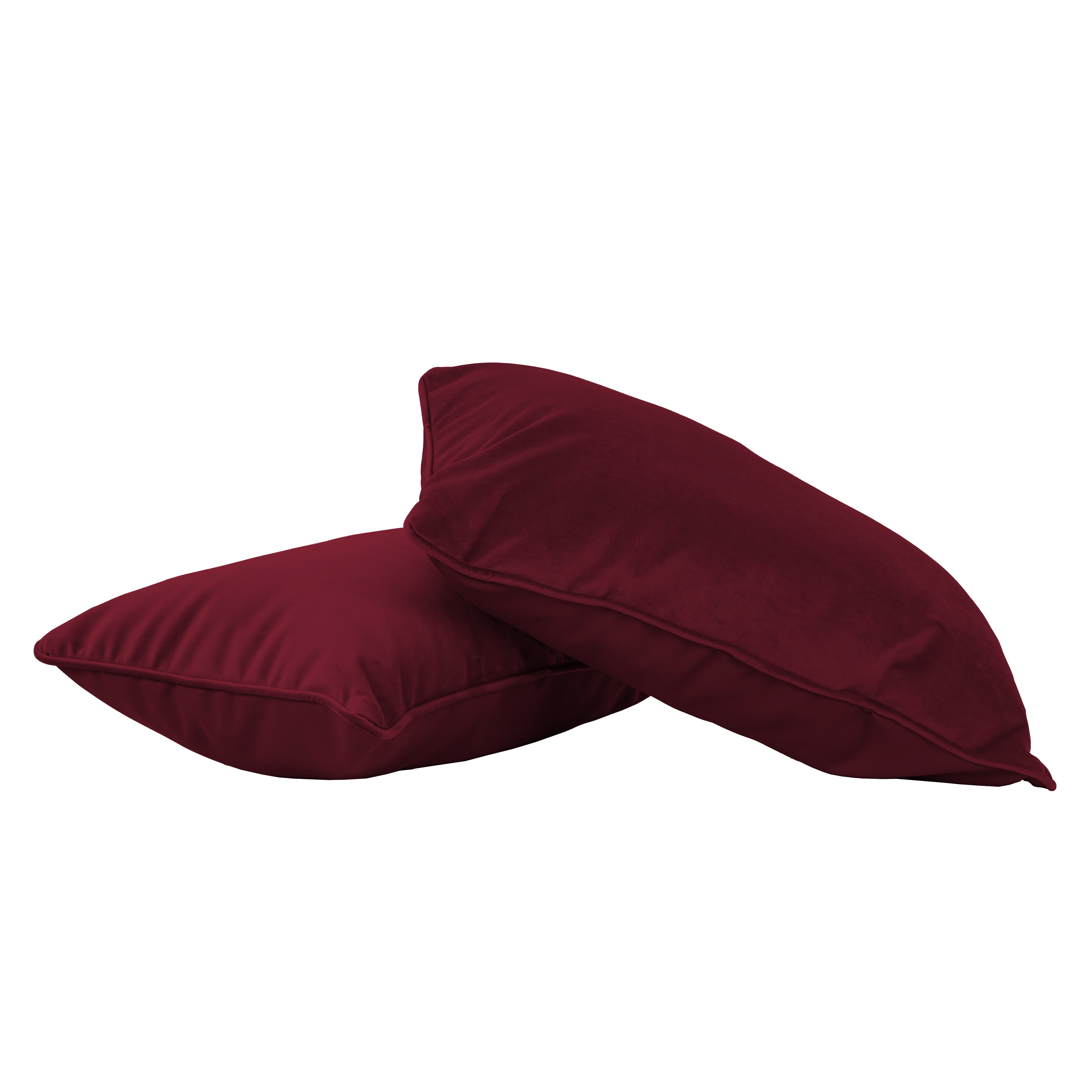 12" x 20" Rectangle Lumbar Microfiber and Faux Leather Pillow with Piping, 2-Piece - Bordeaux