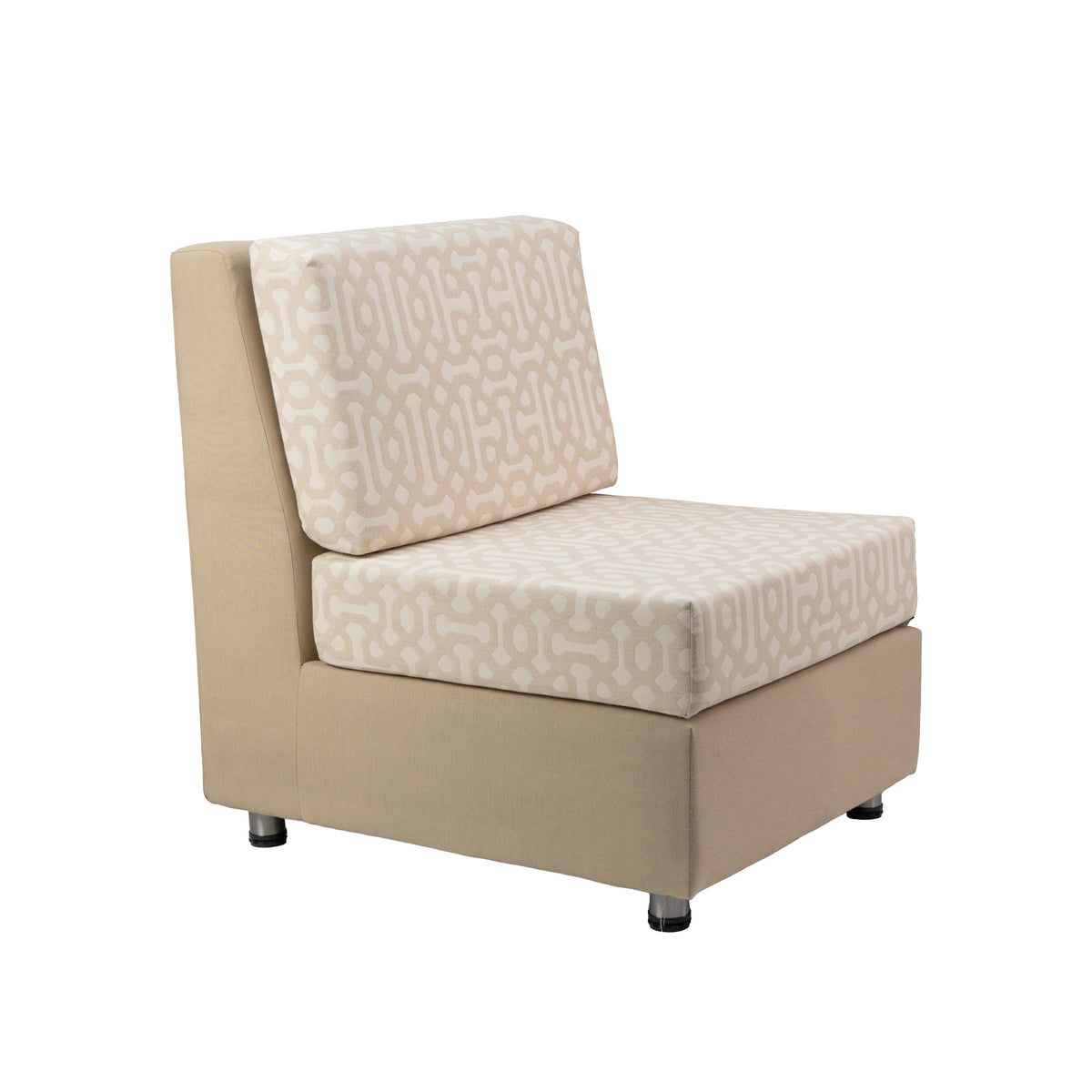 Outdoor Armless Chair with Sunbrella - Fretwork Flax/Spectrum Sand