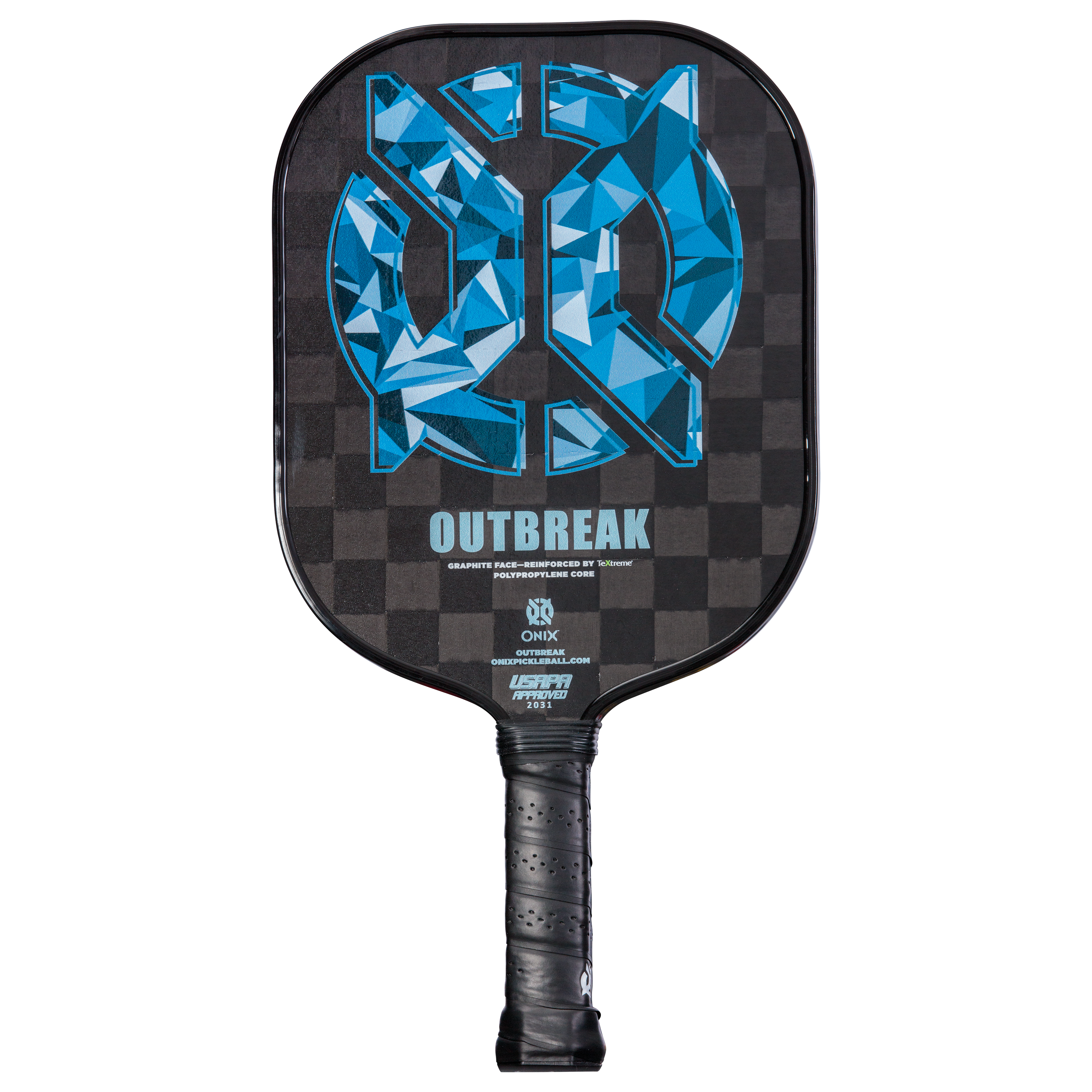 ONIX Outbreak Pickleball Paddle - Blue - Reinforced by Woven Carbon Fiber for Greater Touch, Control and Durability