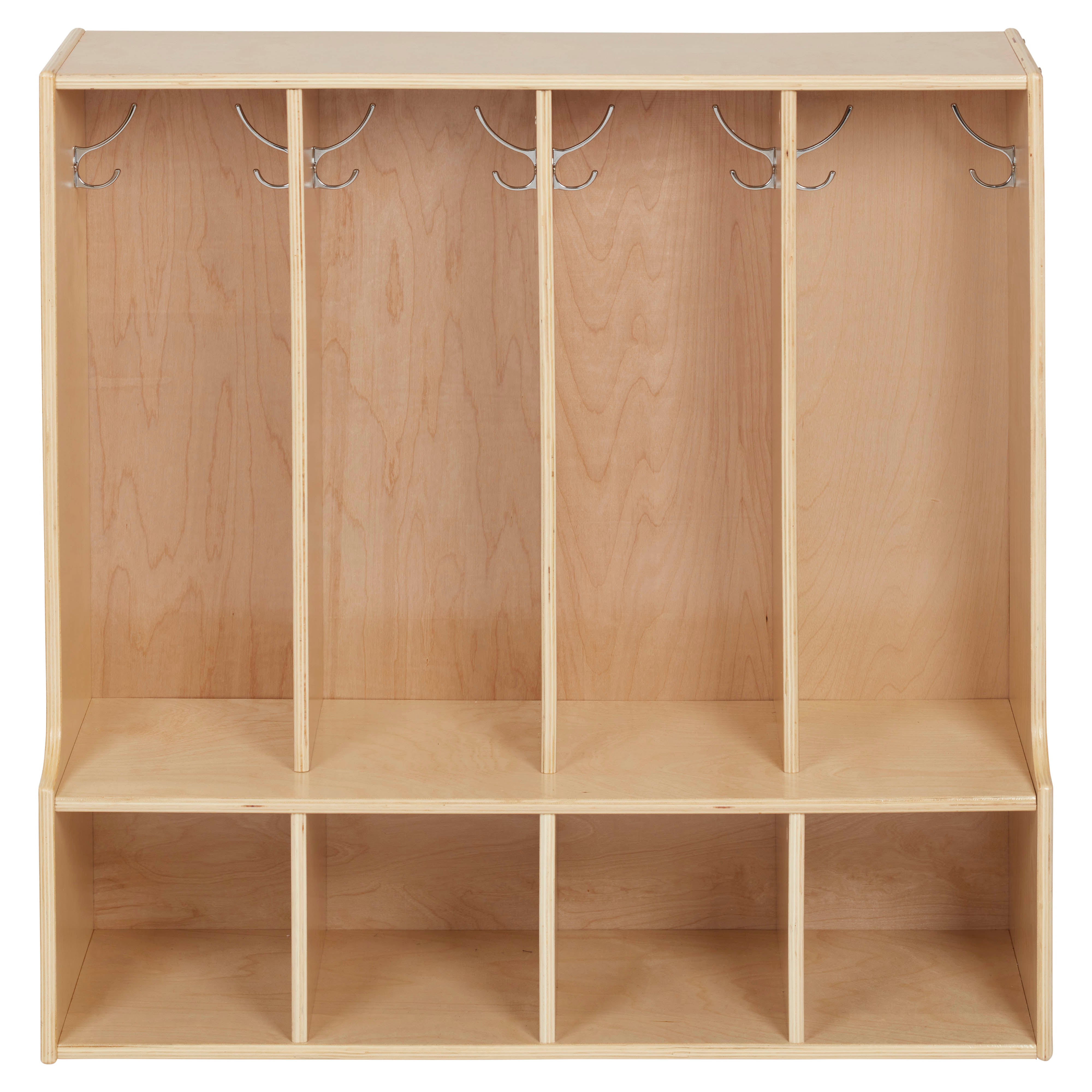 Streamline 4-Section Toddler Coat Locker with Bench - Natural