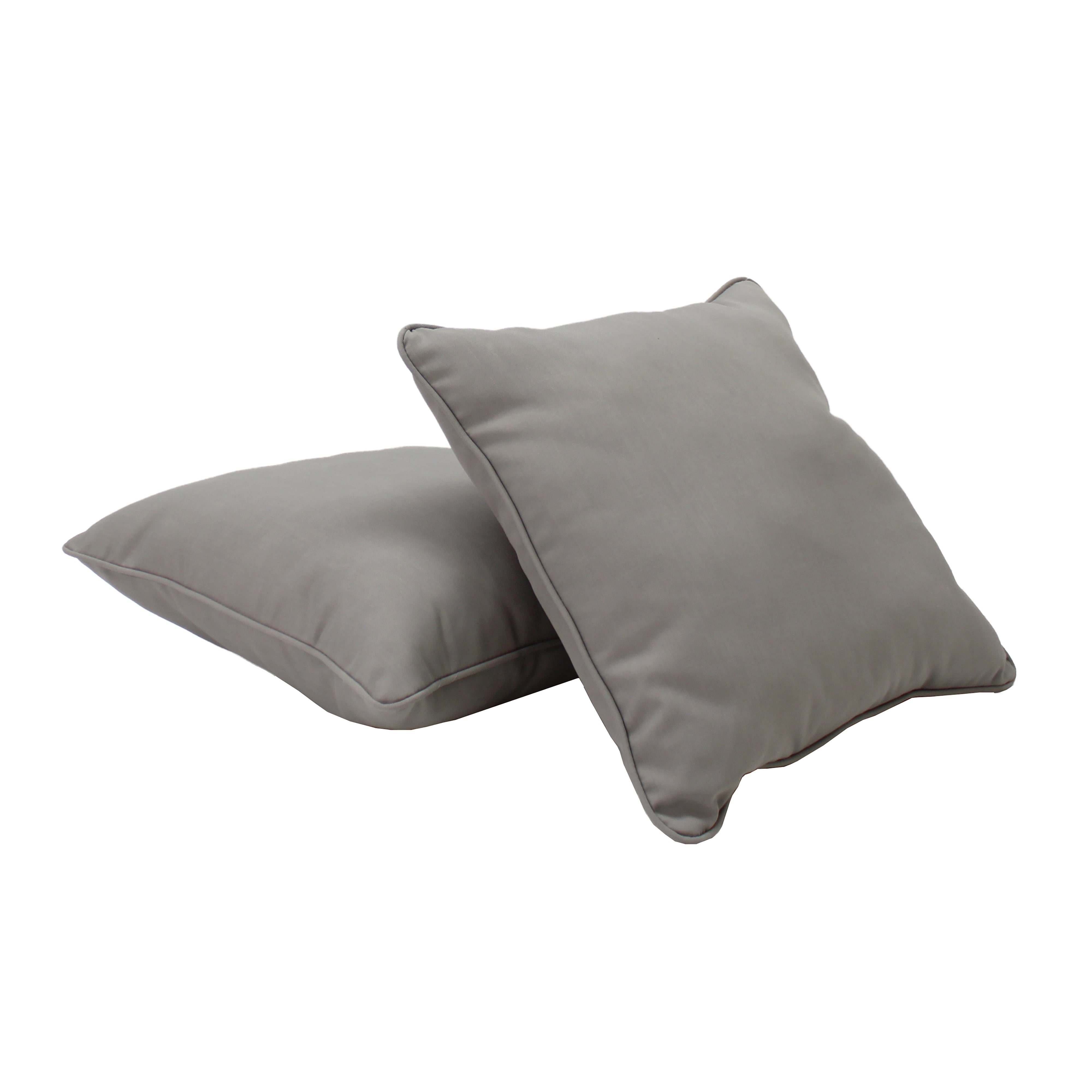 Presidio 18"x 18" Square Indoor/Outdoor Pillow with Piping, 2-Piece - Gray