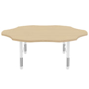 60" Flower Thermofused Activity Table with Adjustable Chunky Legs - Maple Grain/White