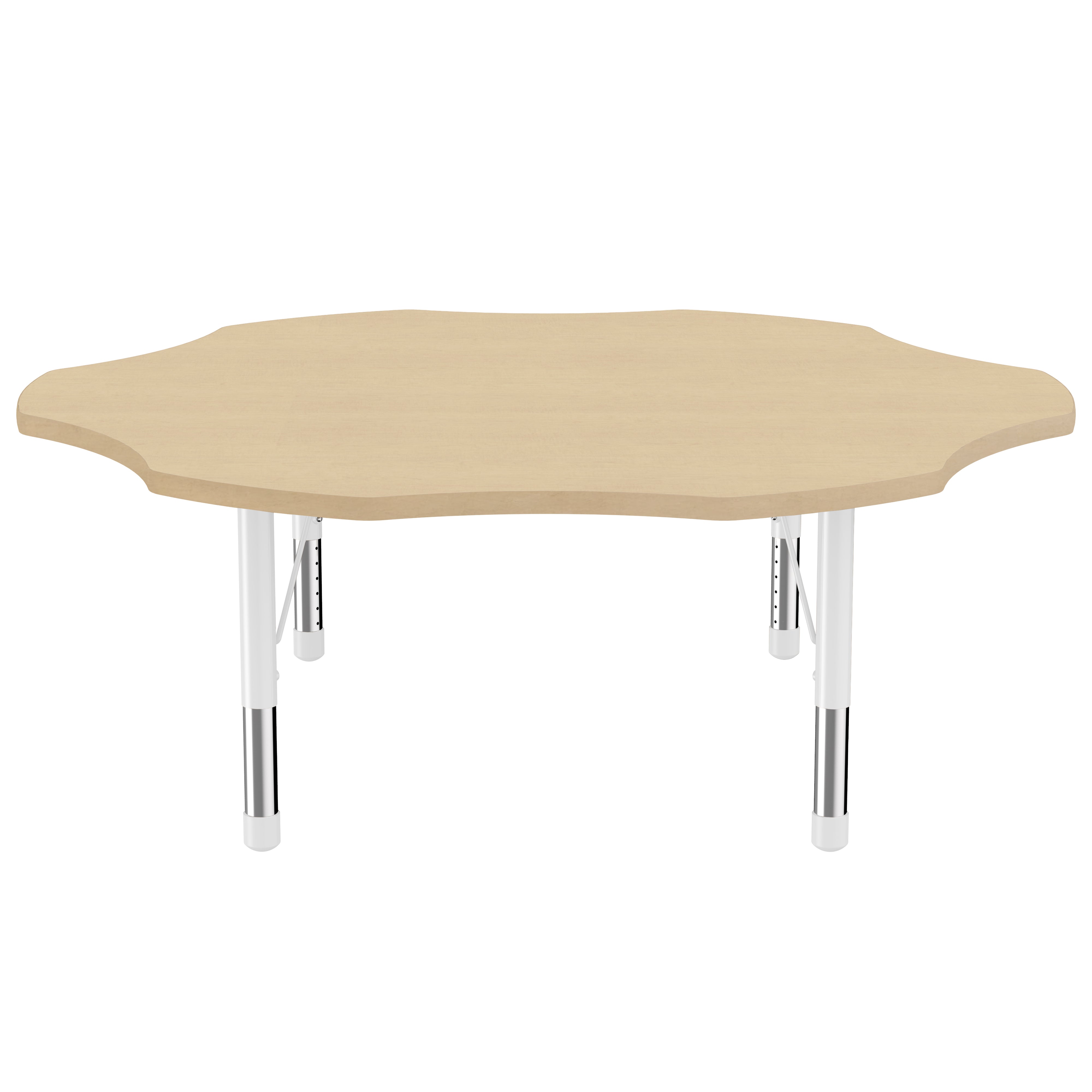60" Flower Thermofused Activity Table with Adjustable Chunky Legs - Maple Grain/White
