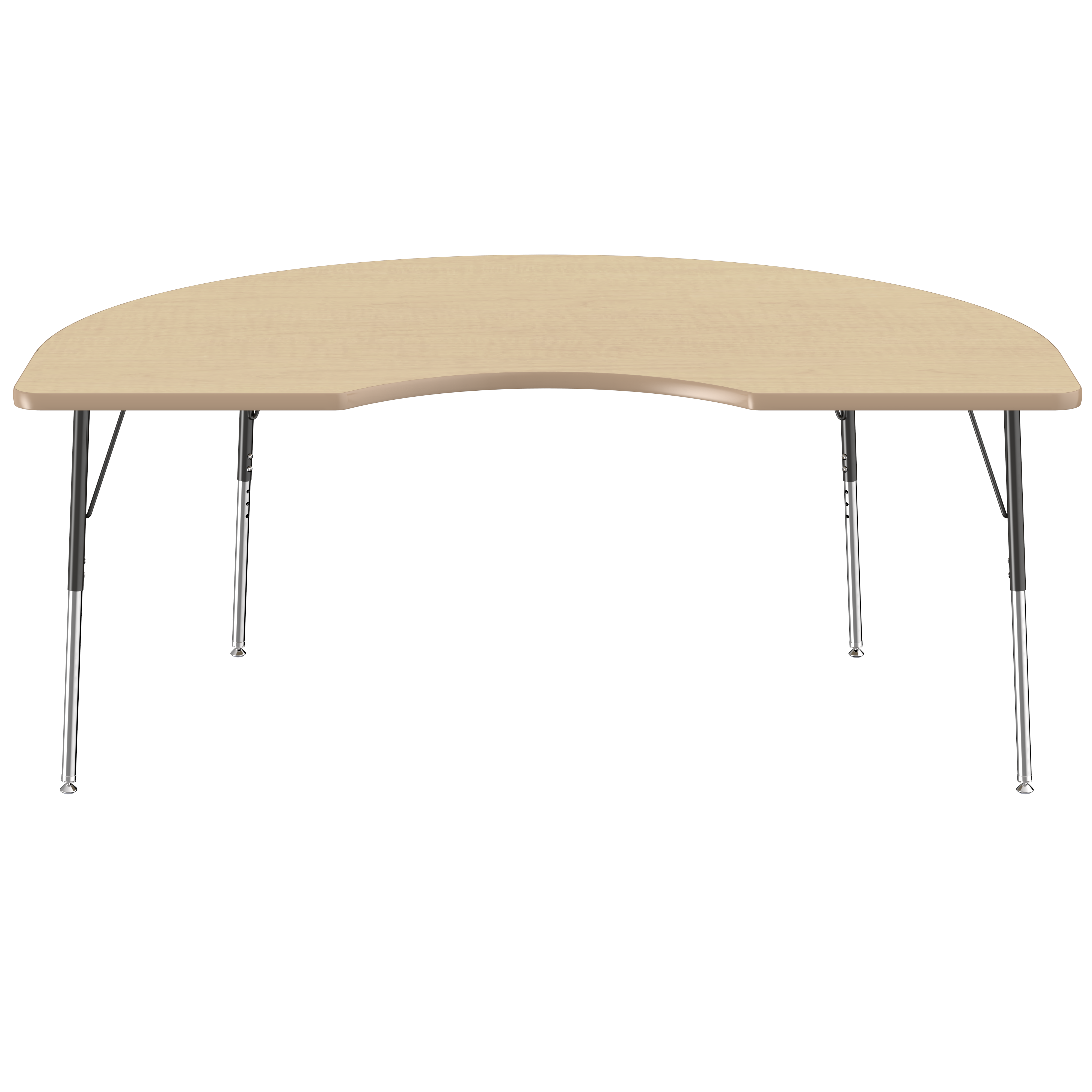 48" x 72" Kidney T-Molding Activity Table with Adjustable Standard Swivel Glide Legs - Maple/Maple/Black