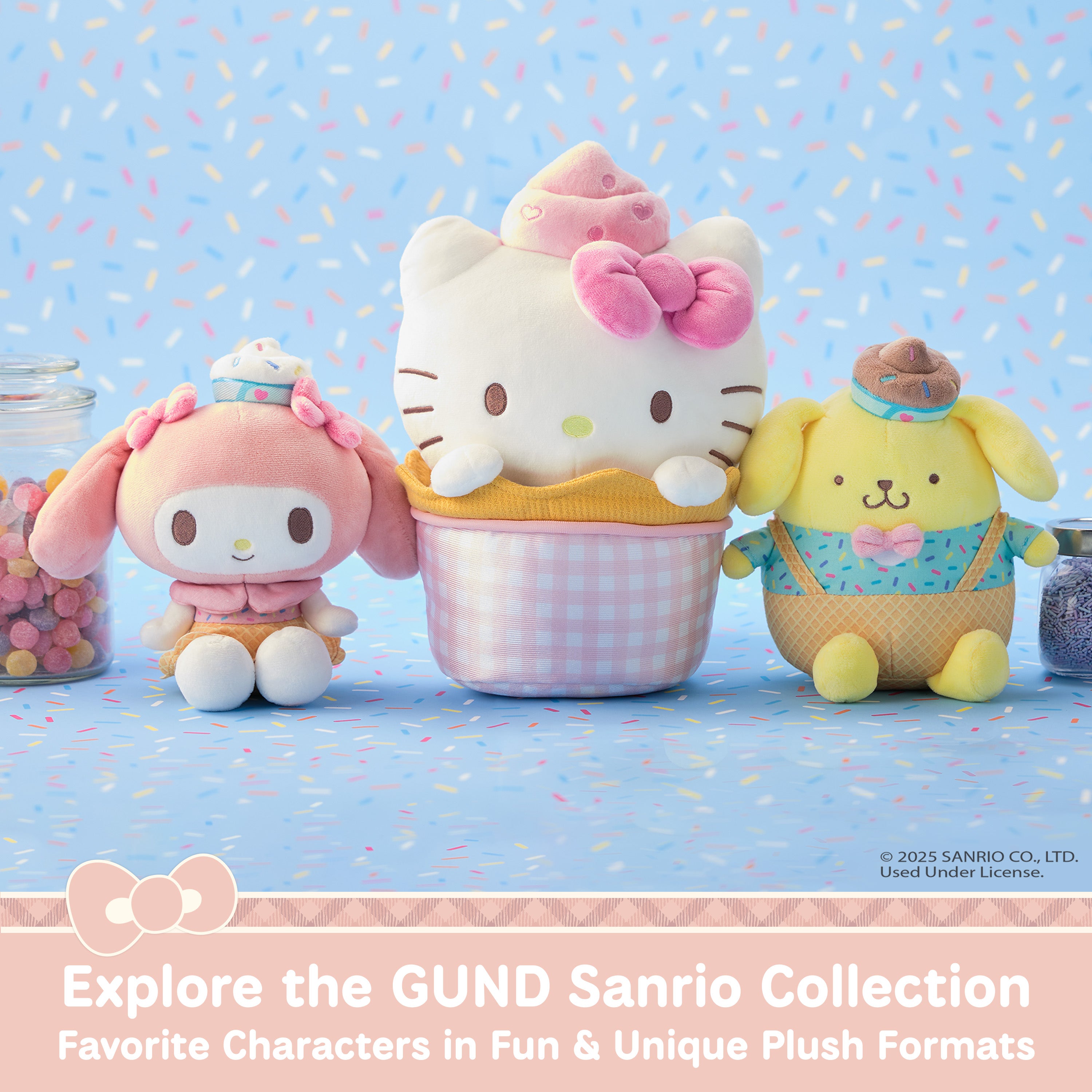 GUND Sanrio Official Hello Kitty Café Latte Teddy Bear Plush, Collectible Plush Toy, Stuffed Animal for Ages 1 and Up, White, 6”