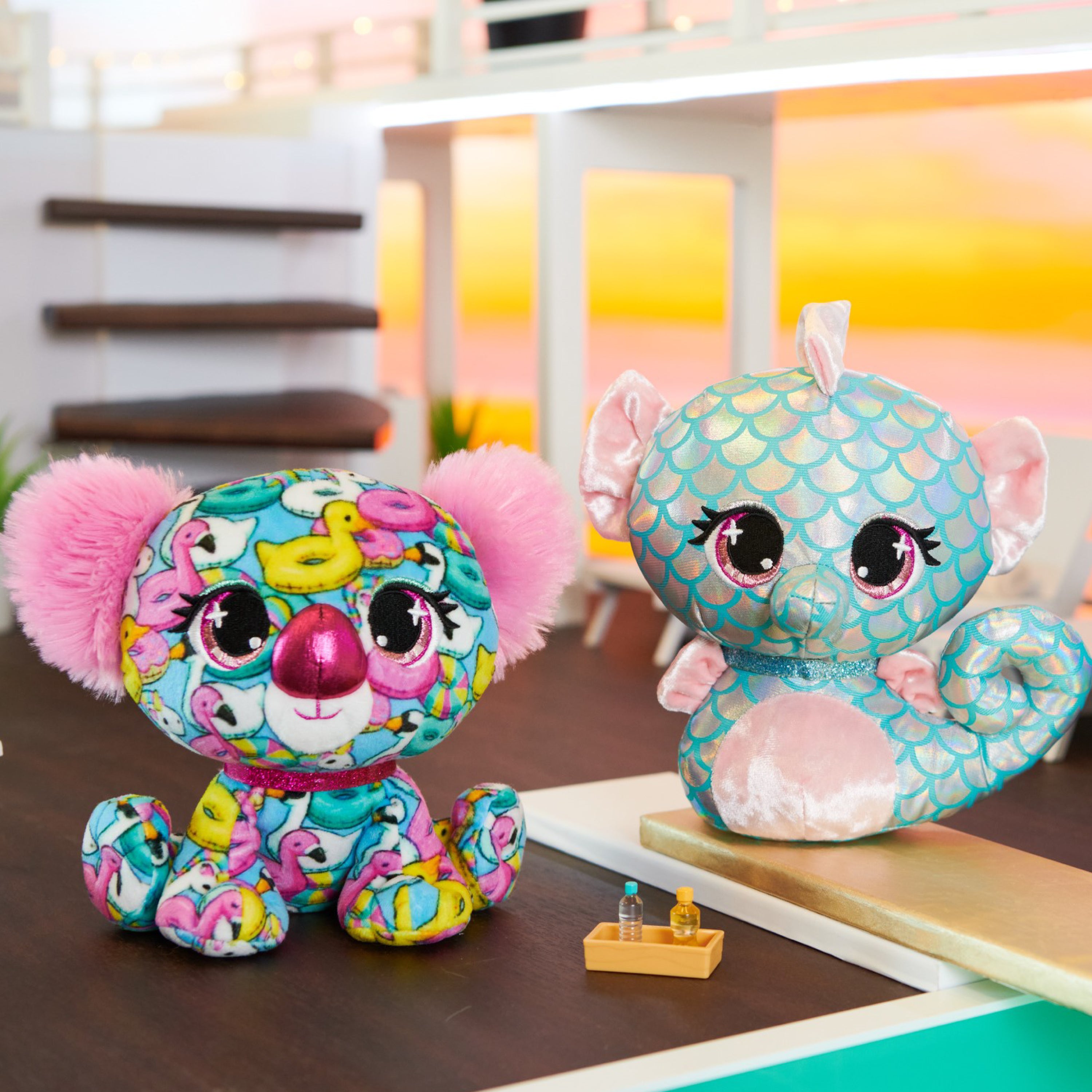 P.Lushes Designer Fashion Pets Angie Springs Premium Koala Stuffed Animal, Pink and Blue, 6”