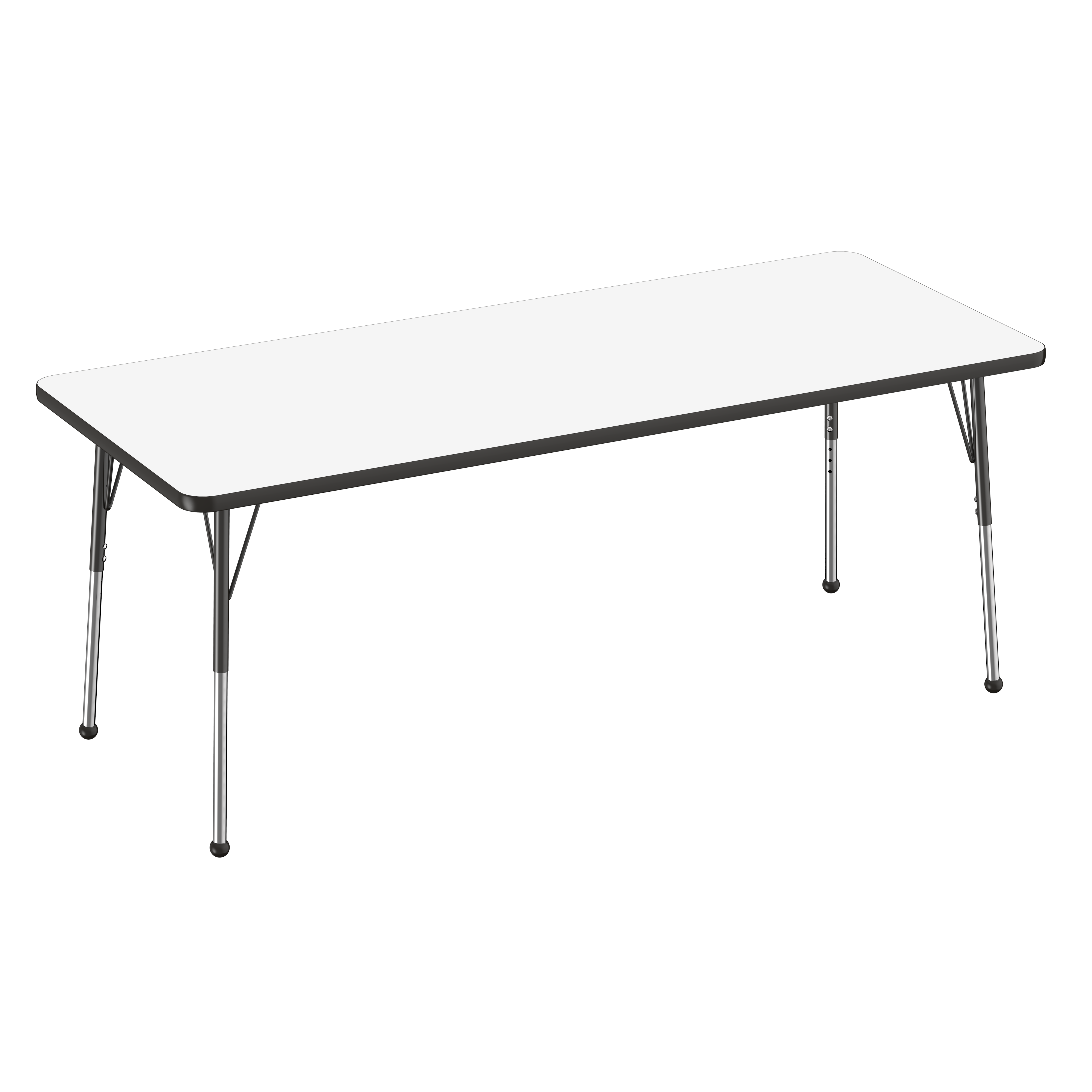 30" x 72" Rectangle Dry-Erase Activity Table with Adjustable Standard Ball Glide Legs - Whiteboard/Black