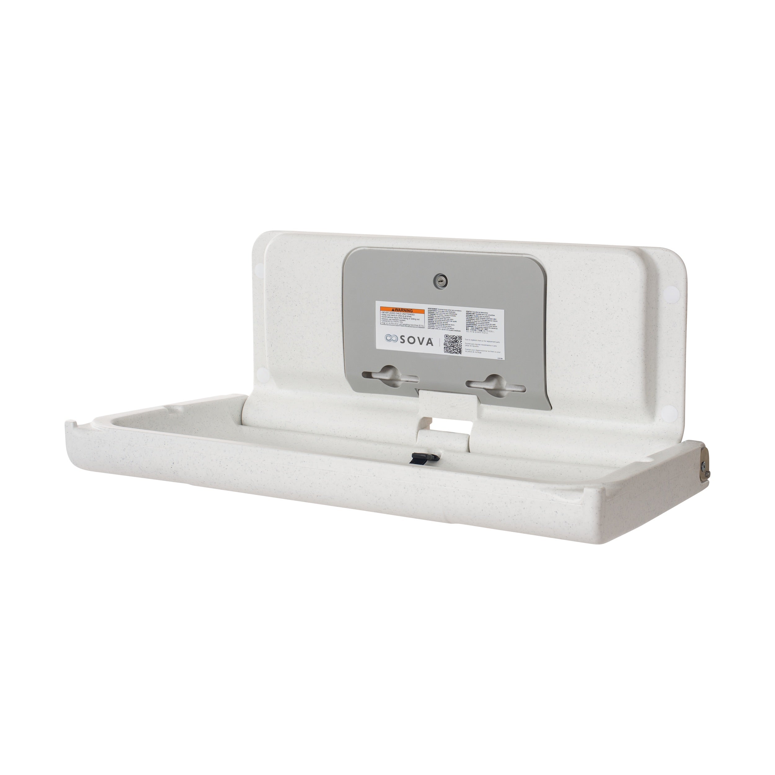 Span Horizontal Baby Changing Station w/ EZ Mount™ Backer Plate - White Granite