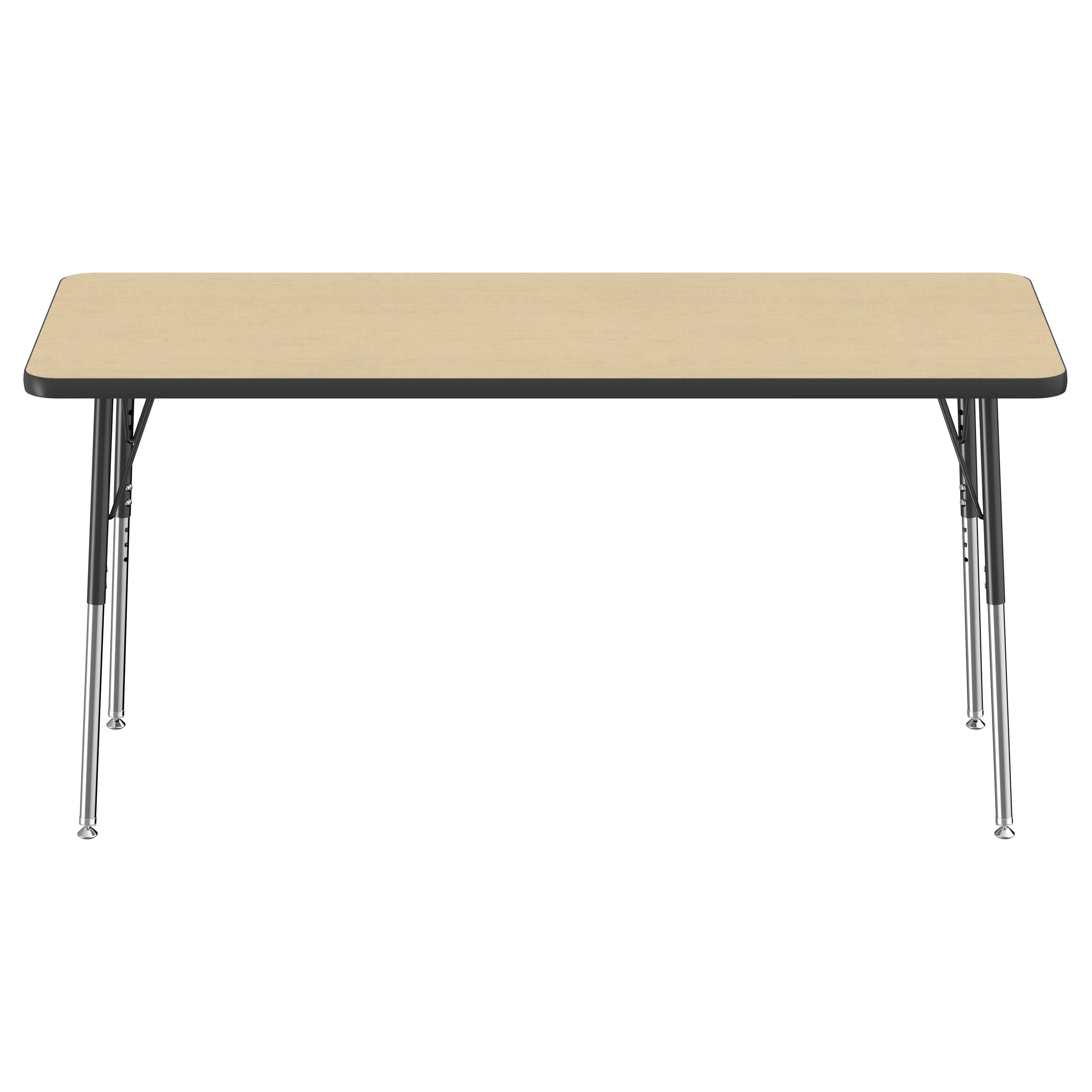 24" x 60" Rectangle Thermofused Activity Table with Adjustable Standard Swivel Glide Legs - Maple/Black